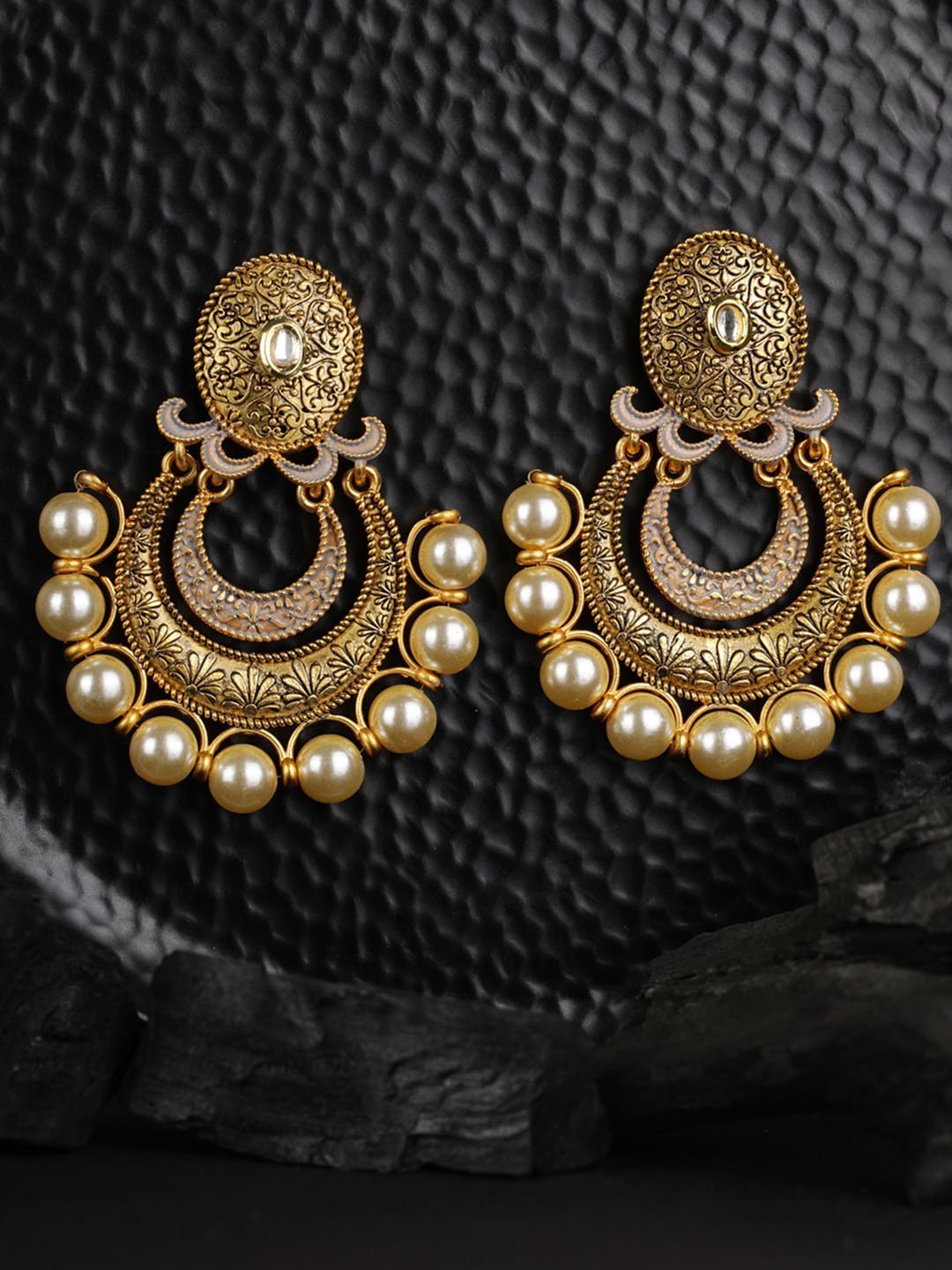 Women's Crescent Shaped Beaded Drop Earring