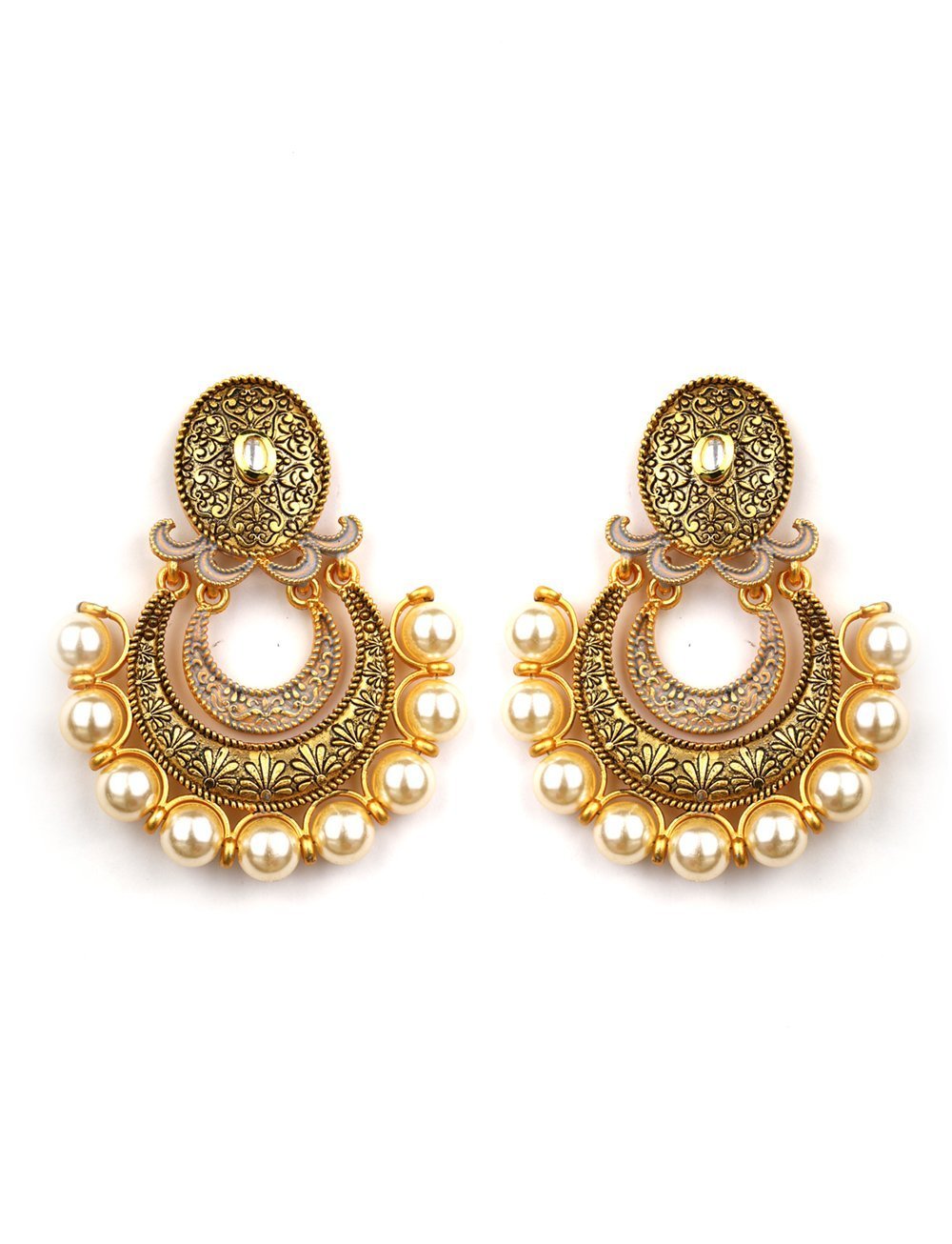 Women's Crescent Shaped Beaded Drop Earring