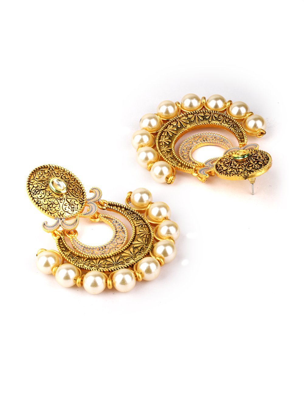 Women's Crescent Shaped Beaded Drop Earring