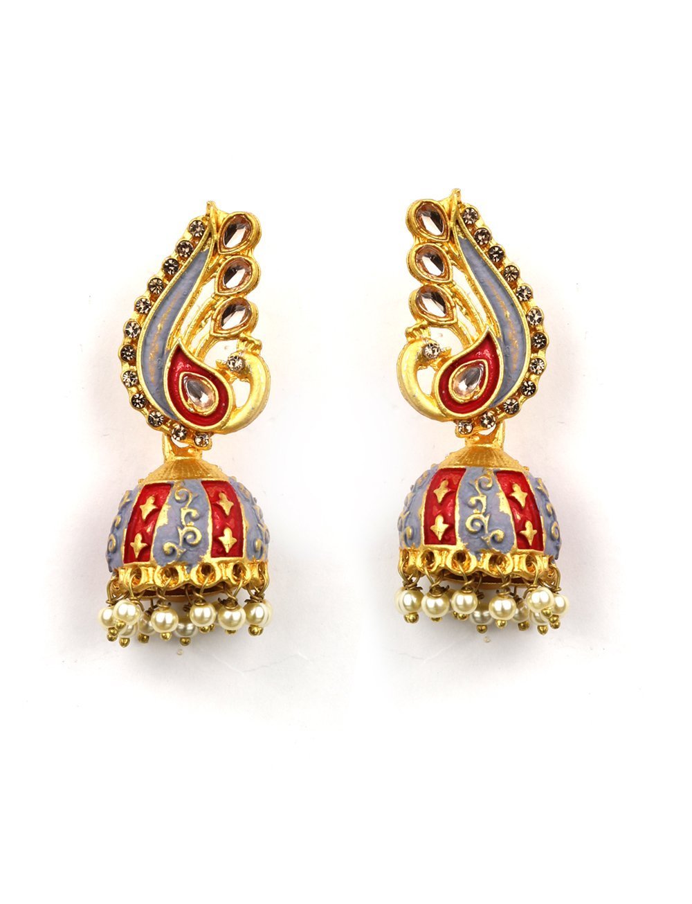 Women's Peacock Shaped Kundan Jhumka Earring