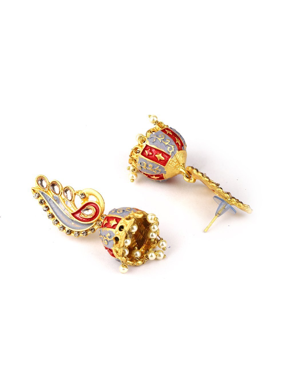 Women's Peacock Shaped Kundan Jhumka Earring