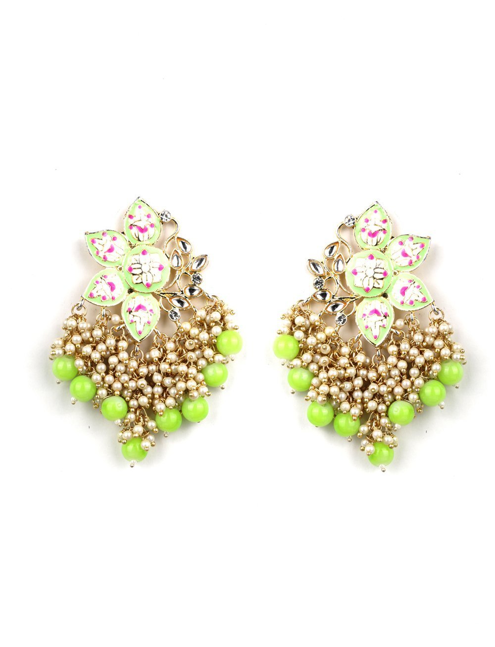 Women's Kundan Beaded Floral Shaped Earring