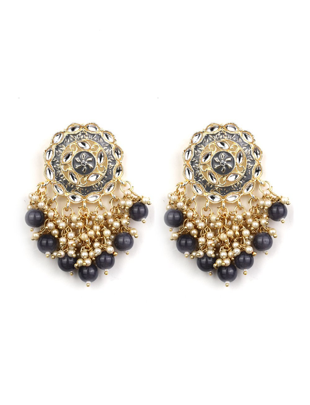Women's Kundan Studded Beaded Floral Earring