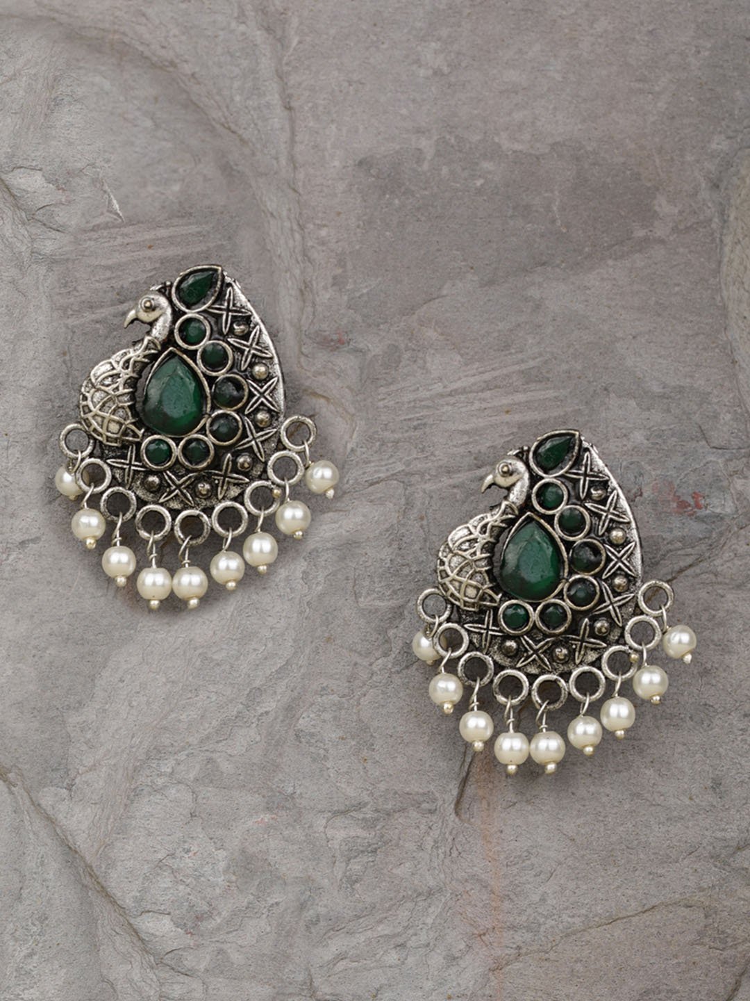 Women's Peacock Artificial Stone Beaded Drop Earring