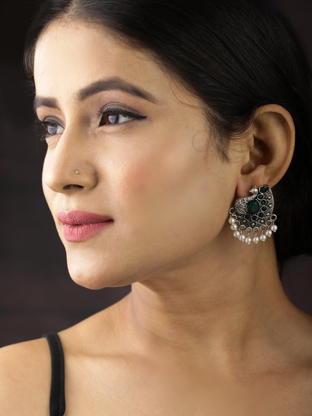 Women's Peacock Artificial Stone Beaded Drop Earring