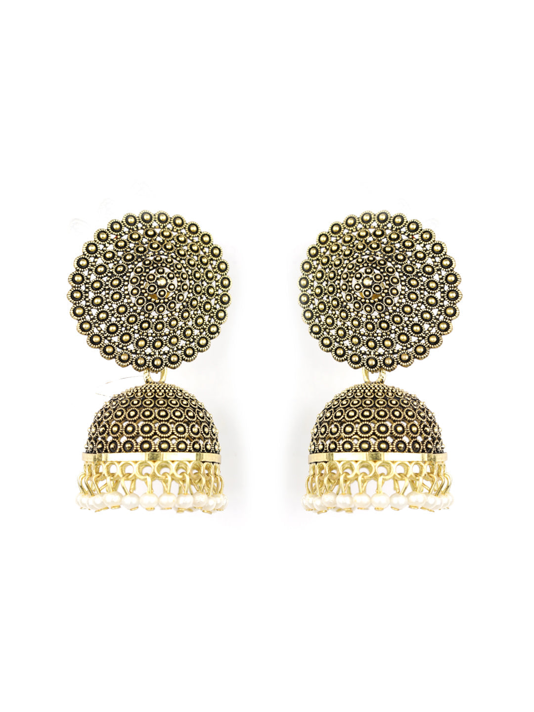 Women's  Combo Set of 2 Beads Gold Plated Peacock Traditional Jhumka Earring