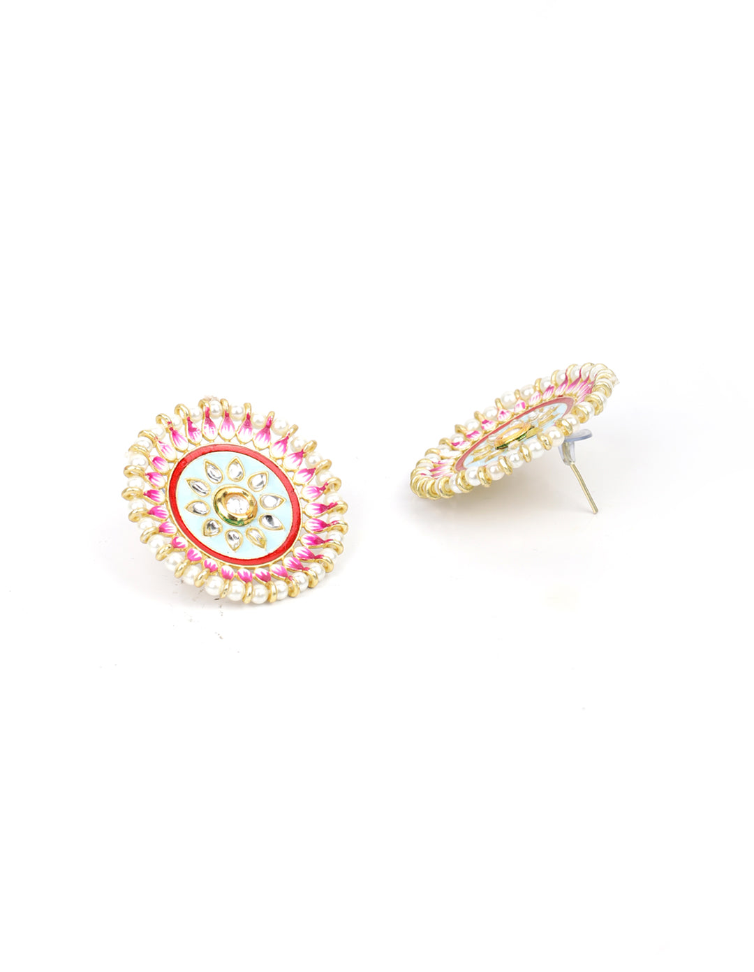 Women's  Multi-Color Stones Beads Gold Plated Traditional Studs
