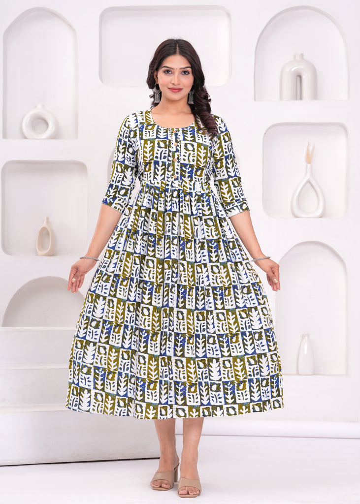 Women's Multicolor Pure Rayon Printed Maternity Dress