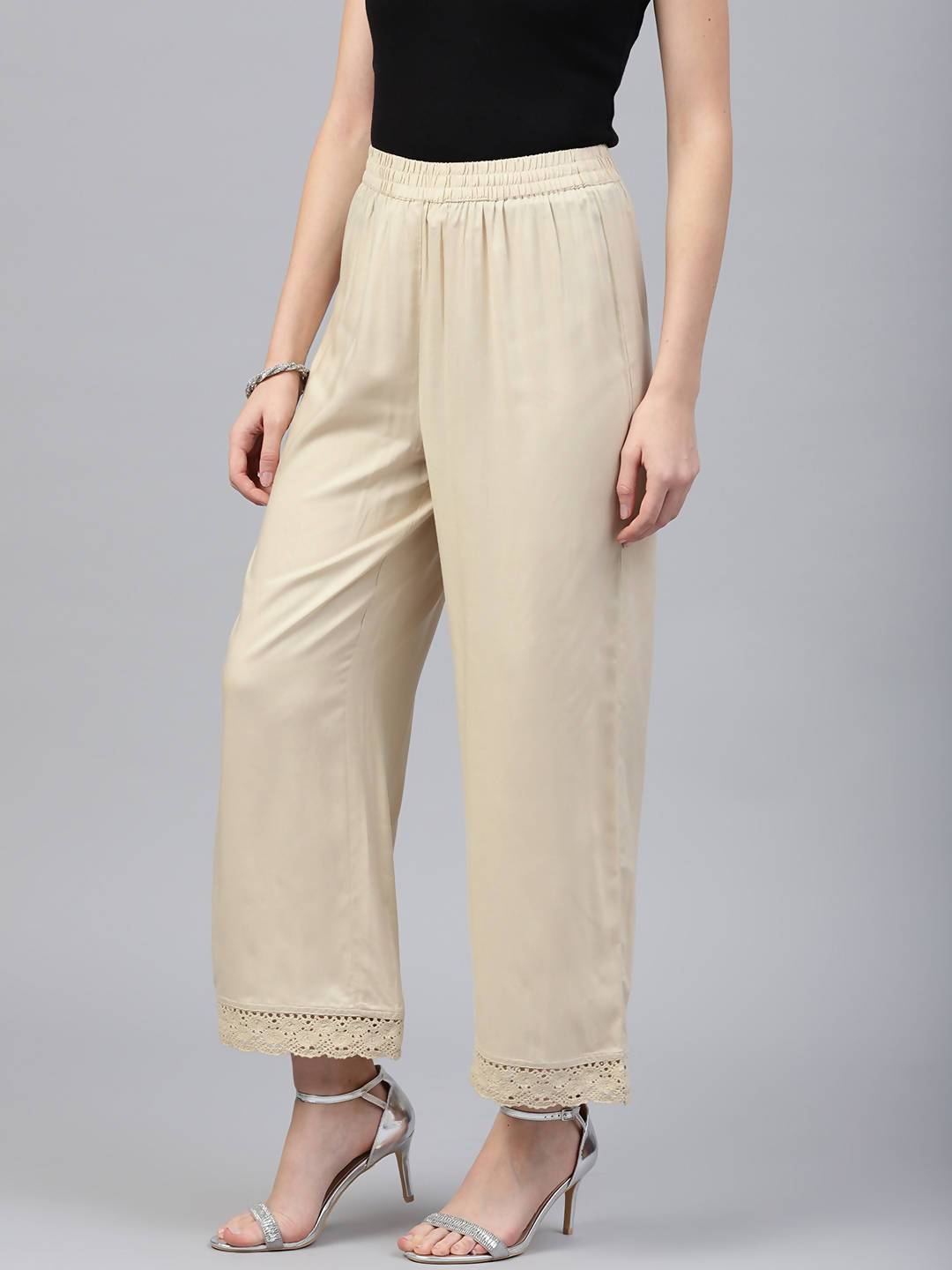 Women's Rayon Embellished Wide-Leg Palazzo