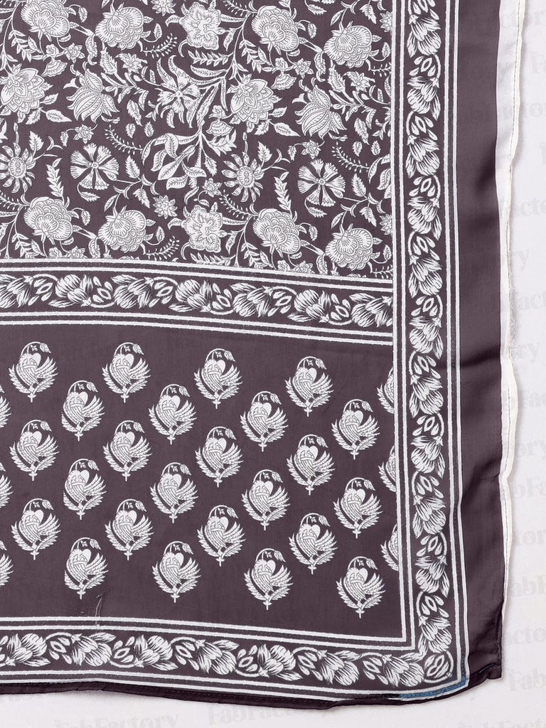 Women's Poly Rayon Printed Wine Redkurta Set/Suit