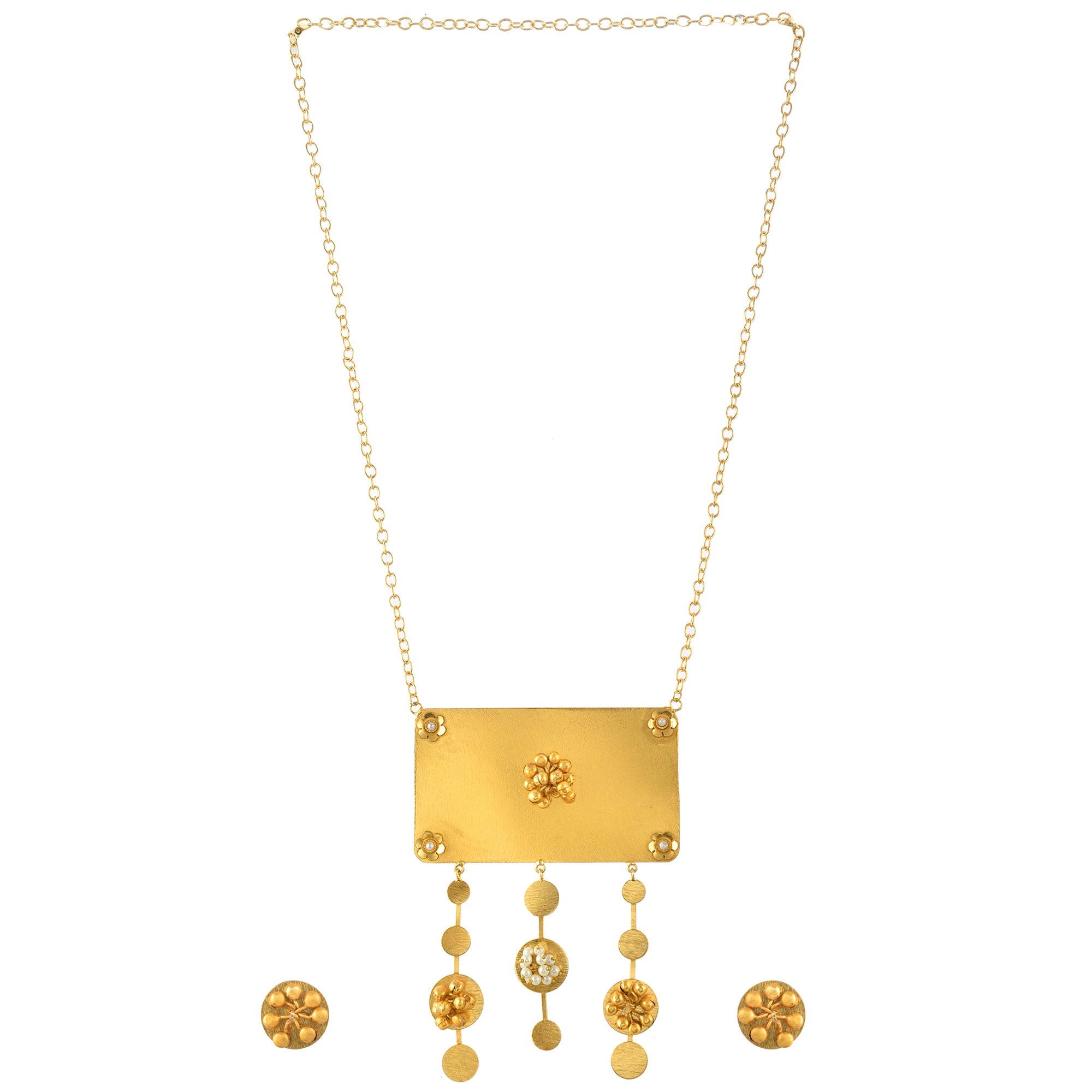 Women's Fancy Big Square Ghungroo Necklace Set - Zurii Jewels