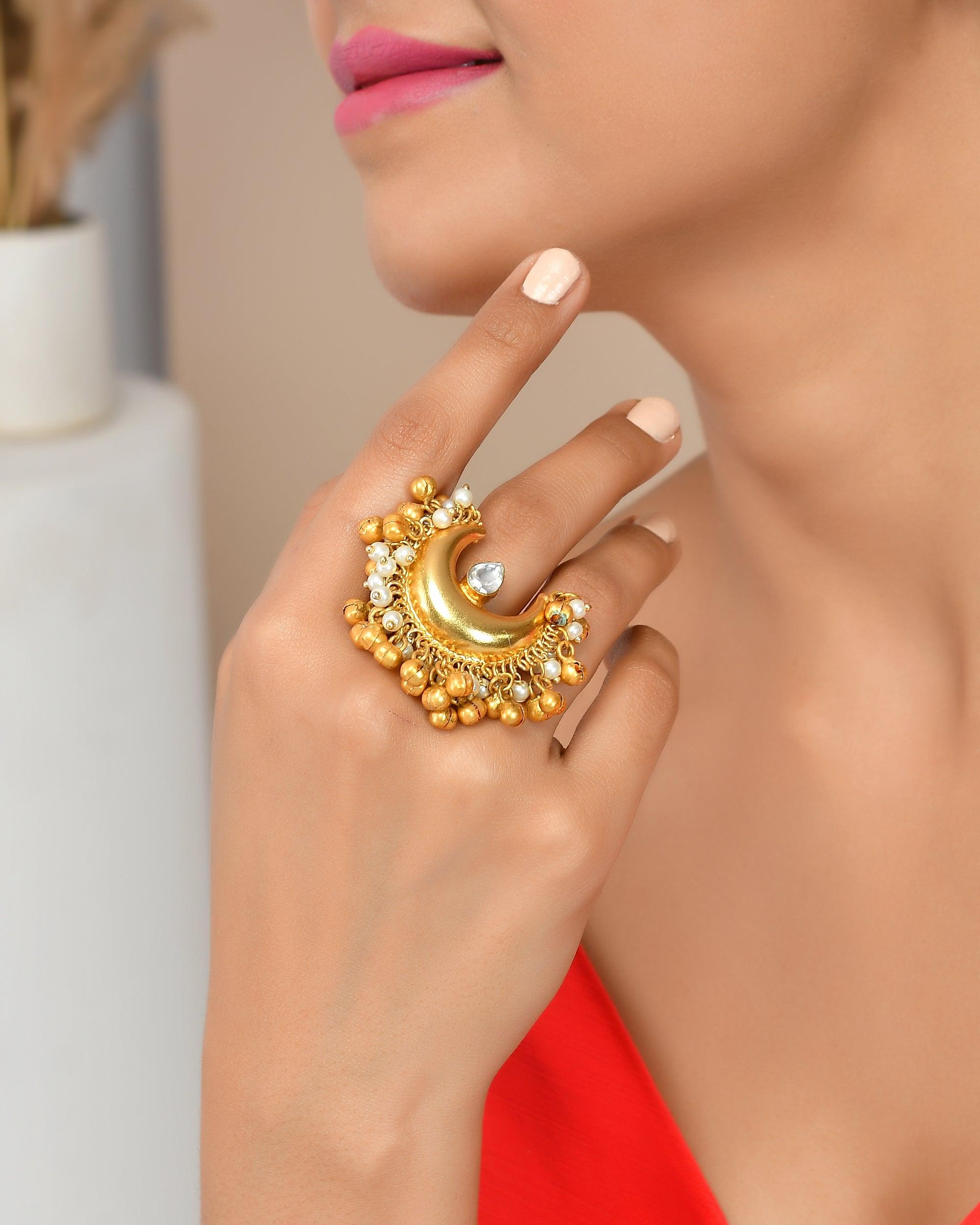 Women's Fancy Chaand Ghungroo Ring - Zurii Jewels