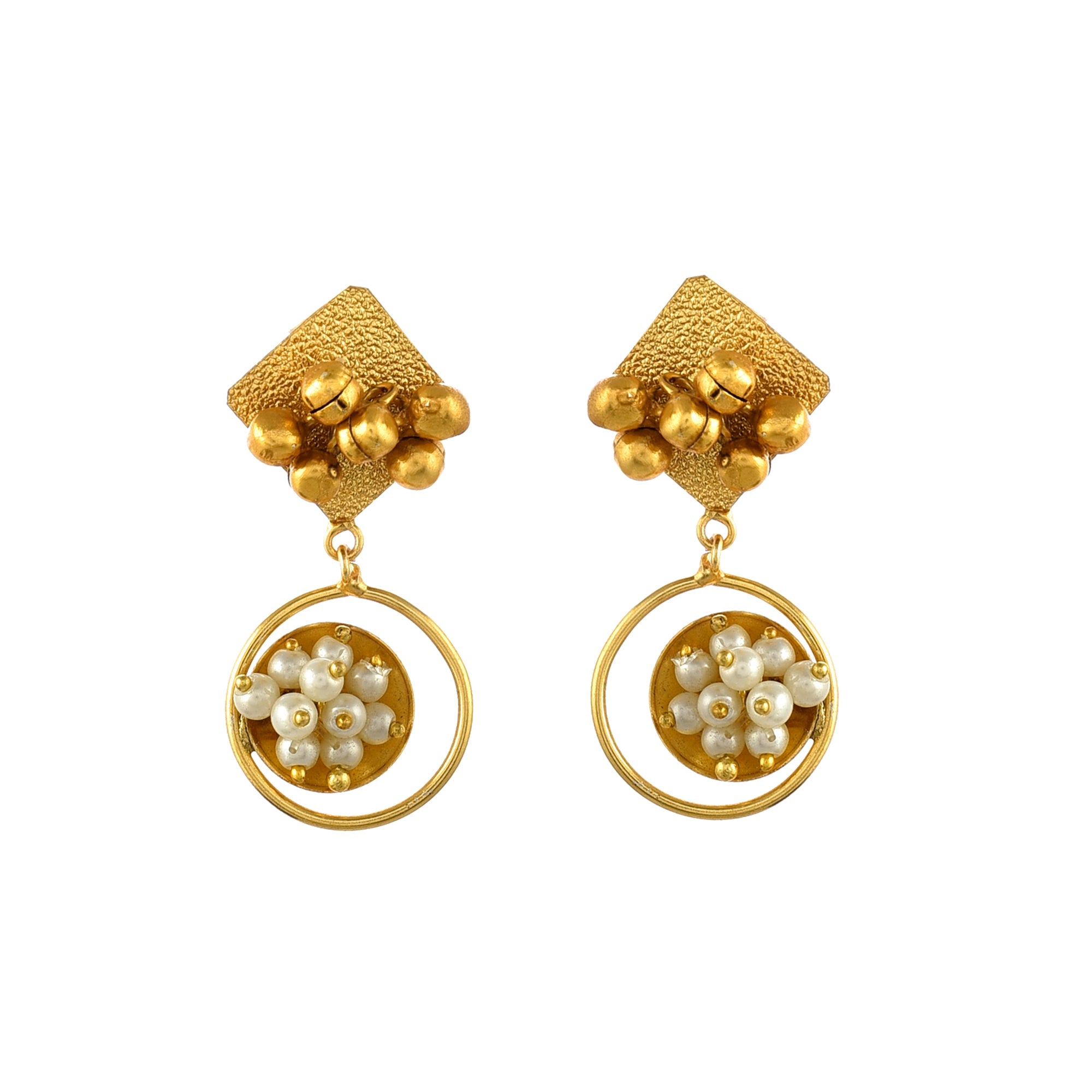 Women's Fancy Square & Round Ghungroo Earring