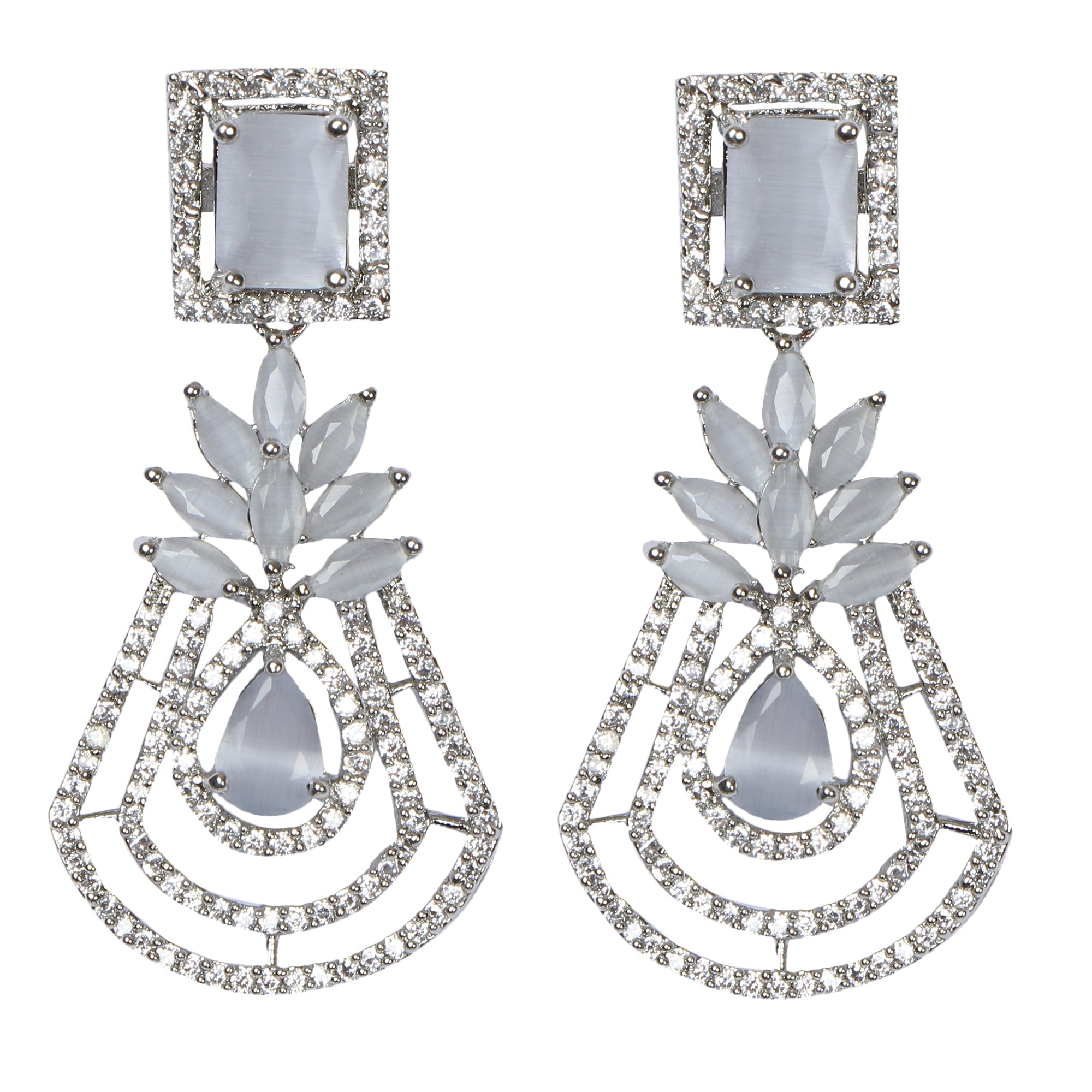 Women's Silver-Toned Contemporary Drop Earrings
 - Femizen