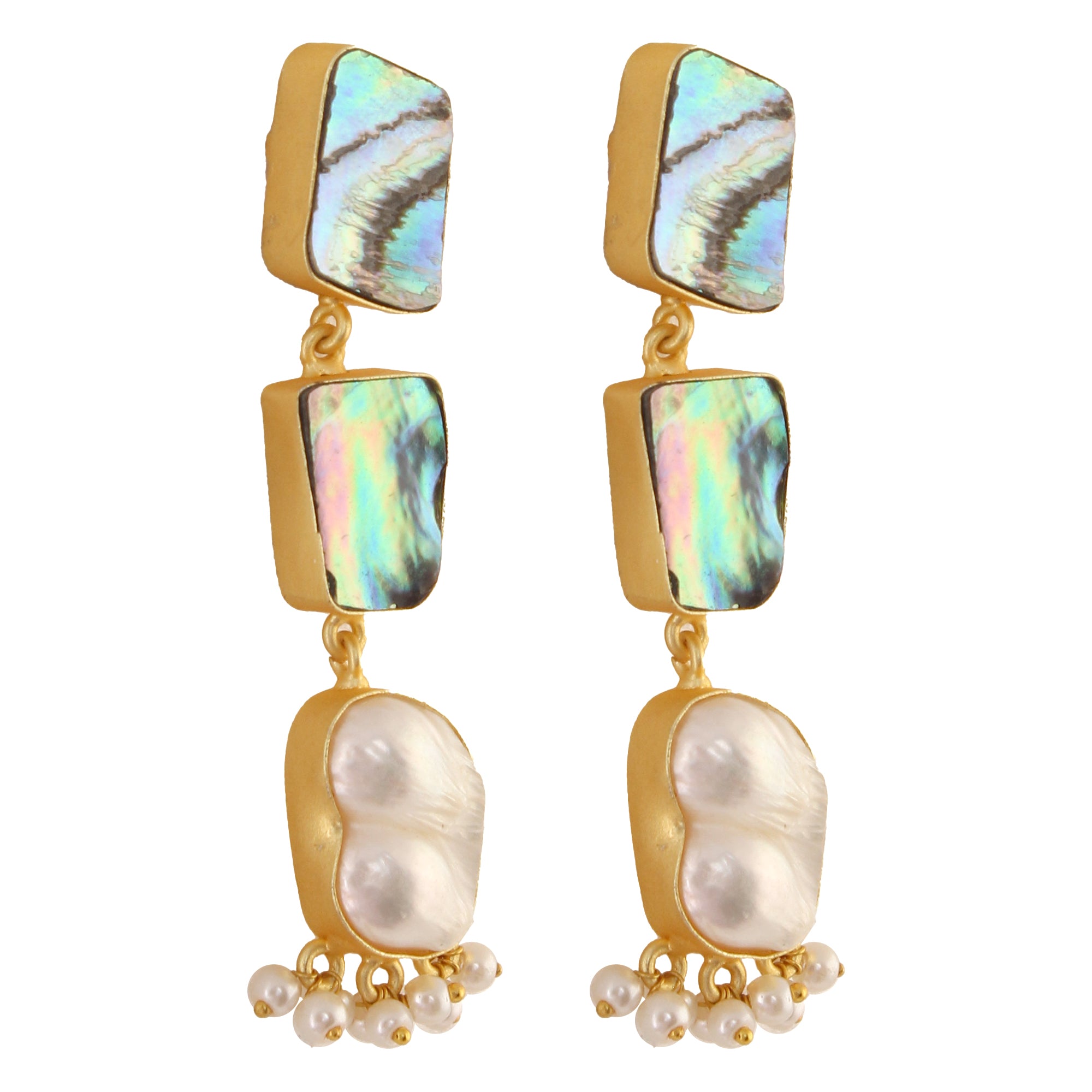 Women's Contemporary Abalone Baroque Pearl Earrings - Femizen