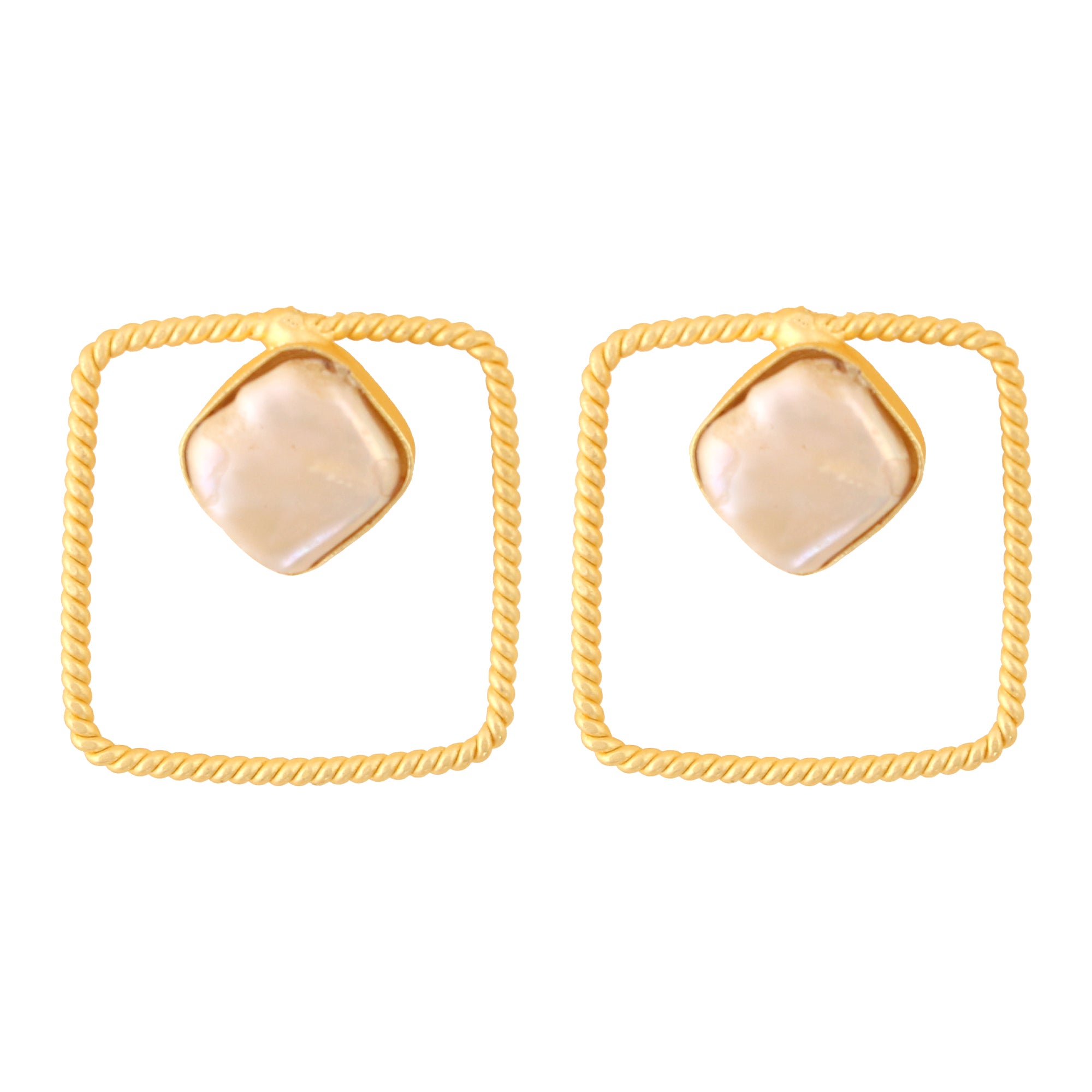 Women's Gold Plated Contemporary Baroque Earrings - Femizen