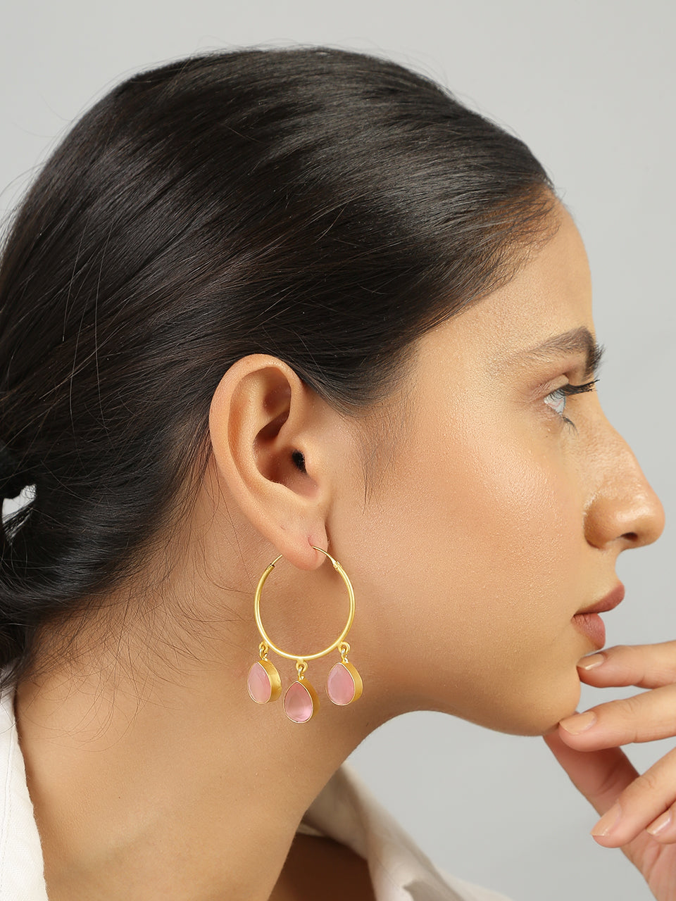 Women's Gold Plated Handcrafted Brass Hoop Earrings - Femizen
