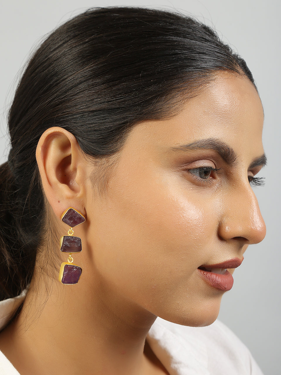 Women's Druzy Amethyst Earrings - Femizen