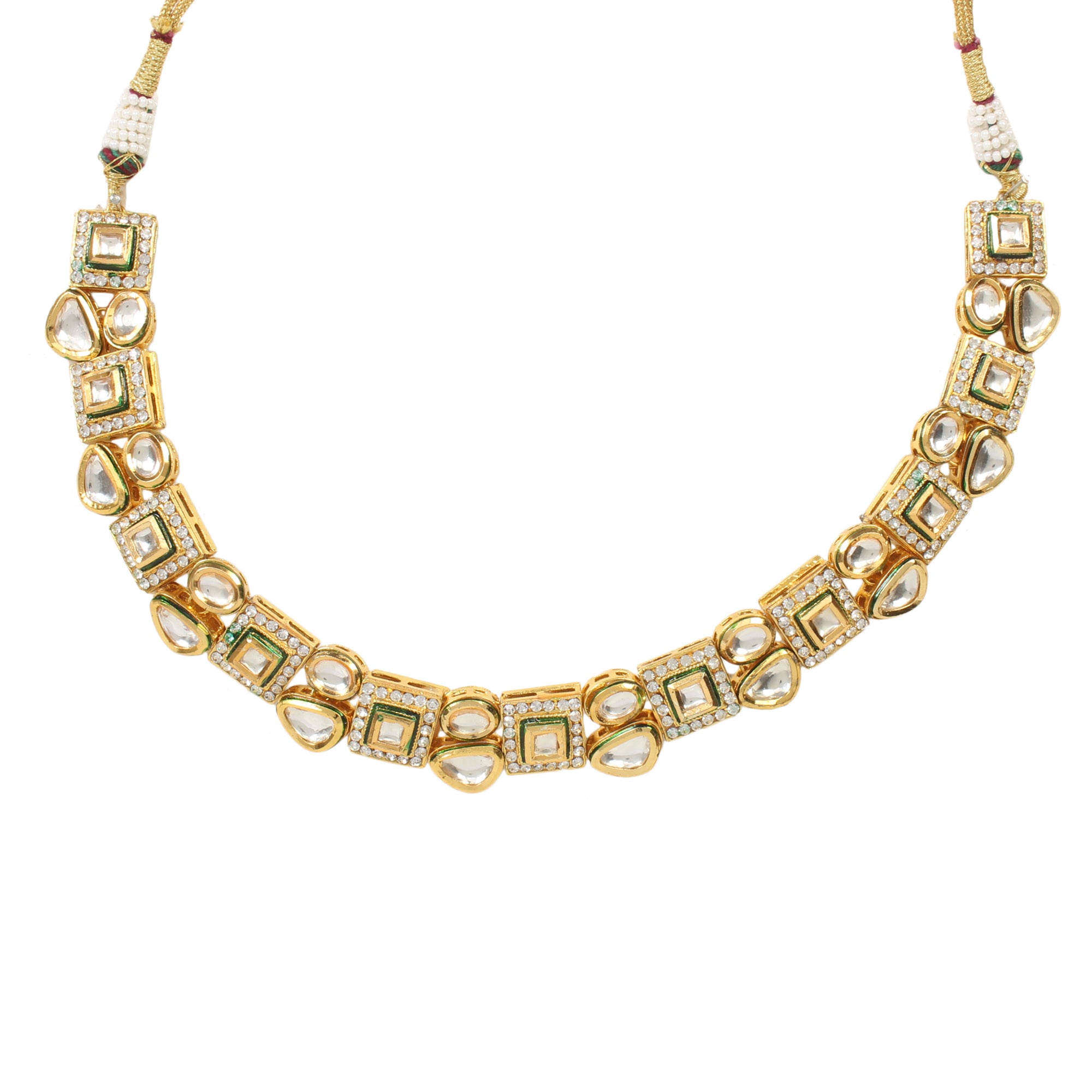 Women Kundan Necklace with earrings by Femizen (2 Pc Set)