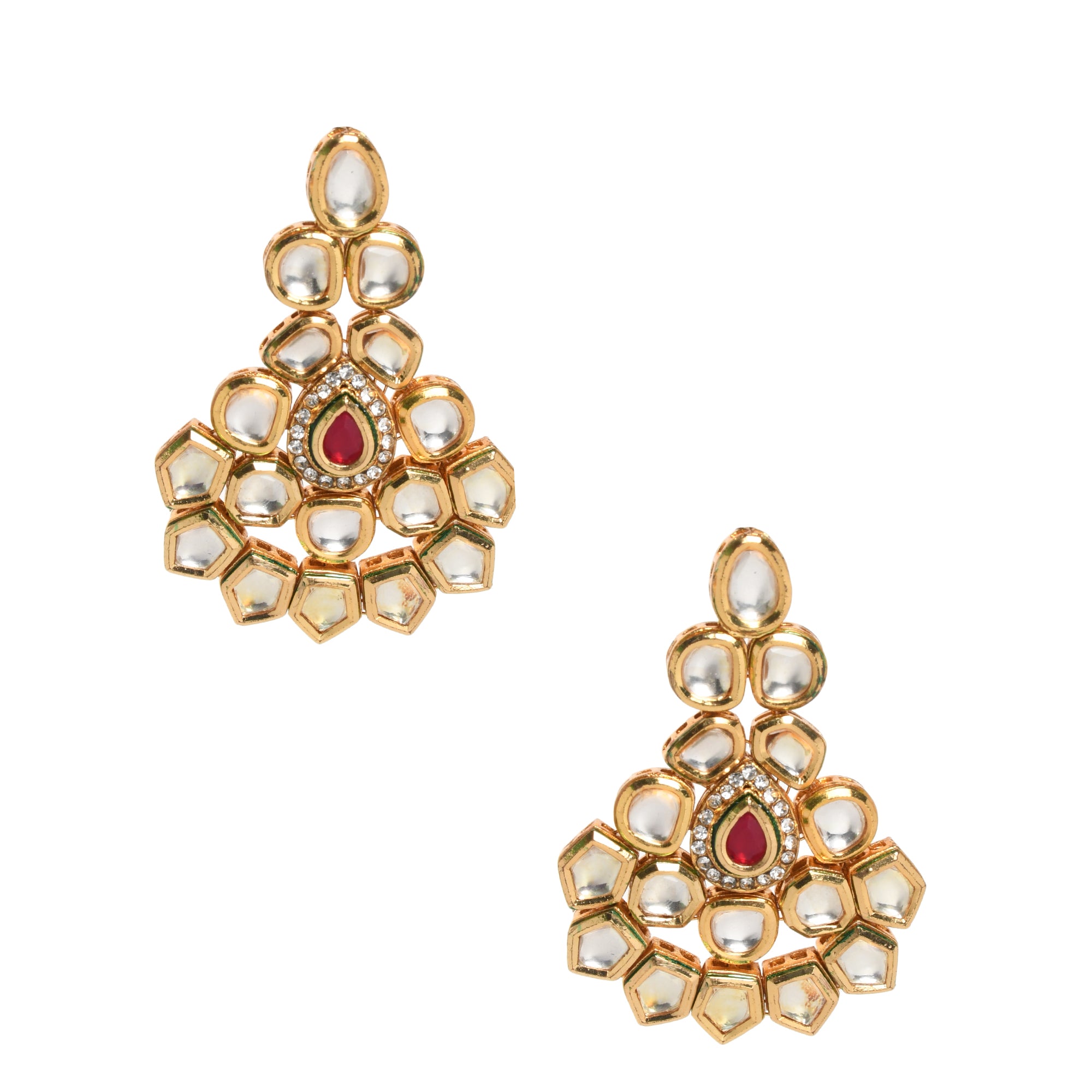 Women's Handcrafted Kundan Studded gold toned earring - Femizen