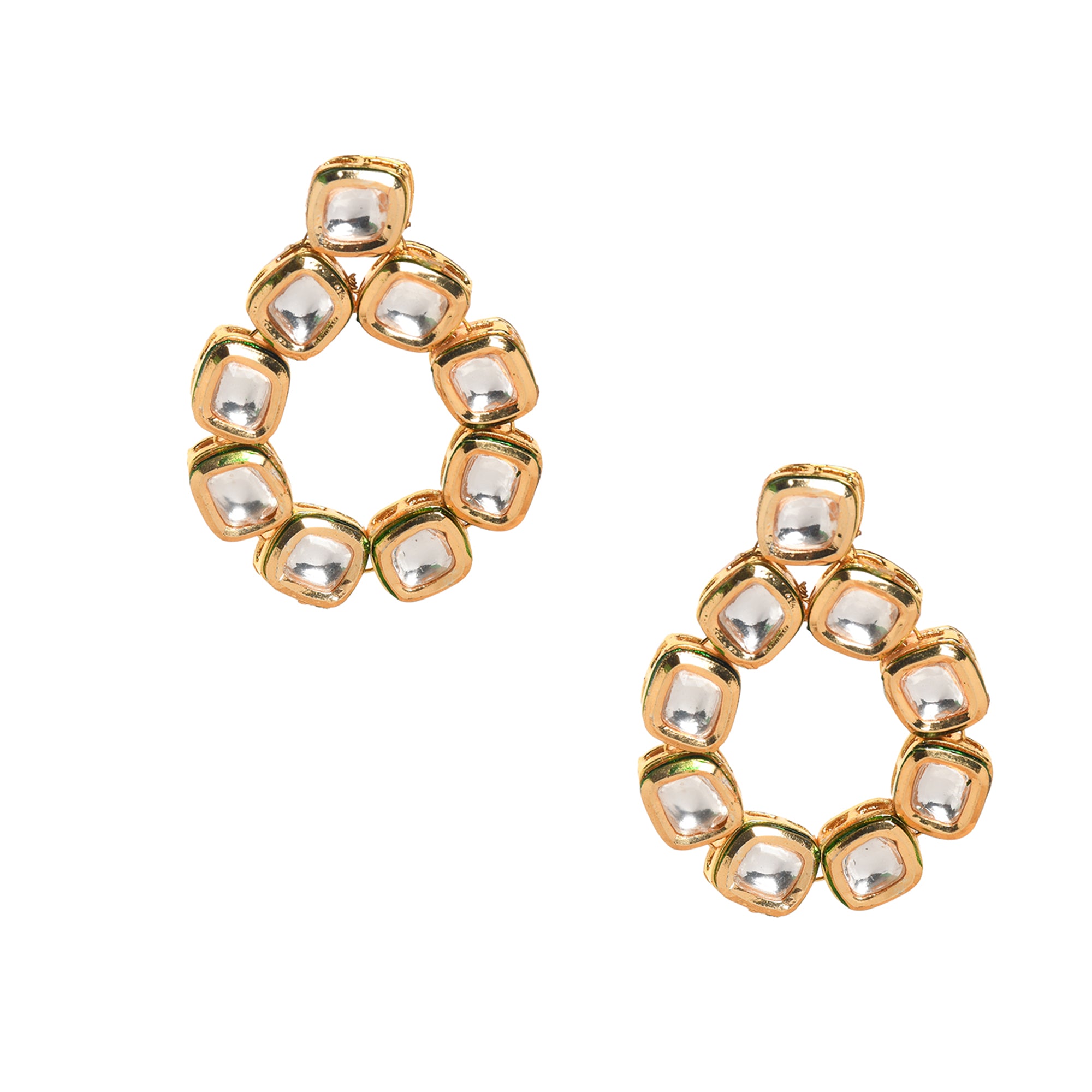 Women's Gold Tone Handcrafted Kundan Earrings
 - Femizen