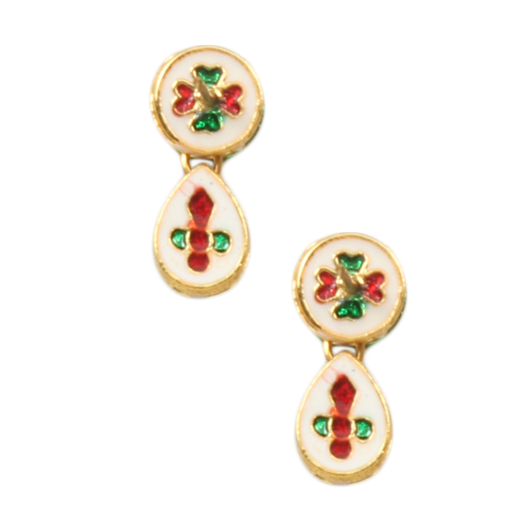 Women's White Gold Tone Kundan Necklace with earrings
 - Femizen