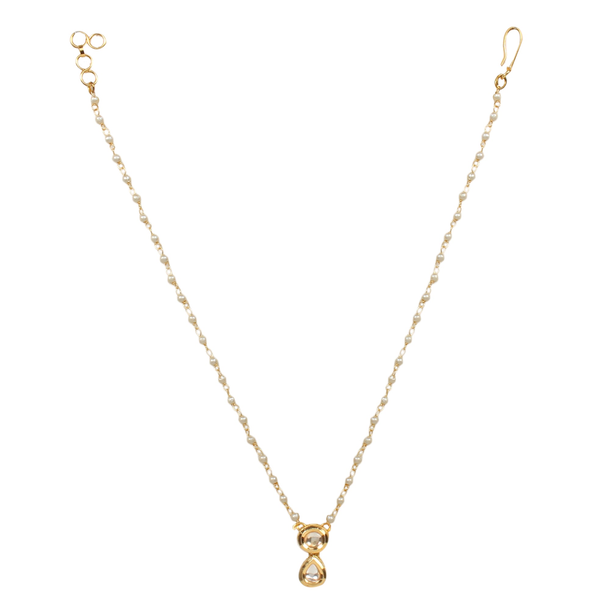 Women's White Gold Tone Kundan Necklace with earrings
 - Femizen