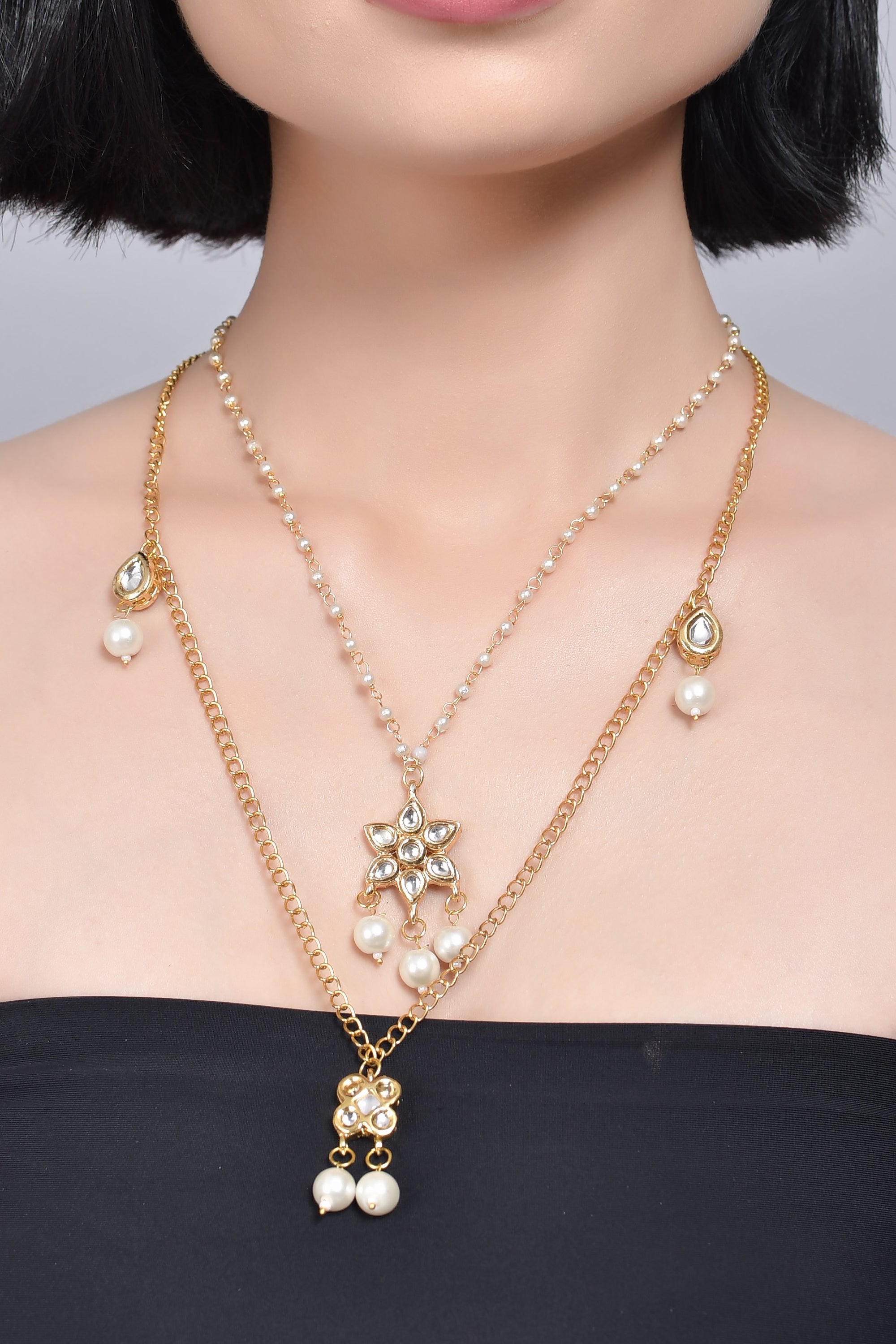 Women's Multilayered Kundan embellished necklace - Femizen
