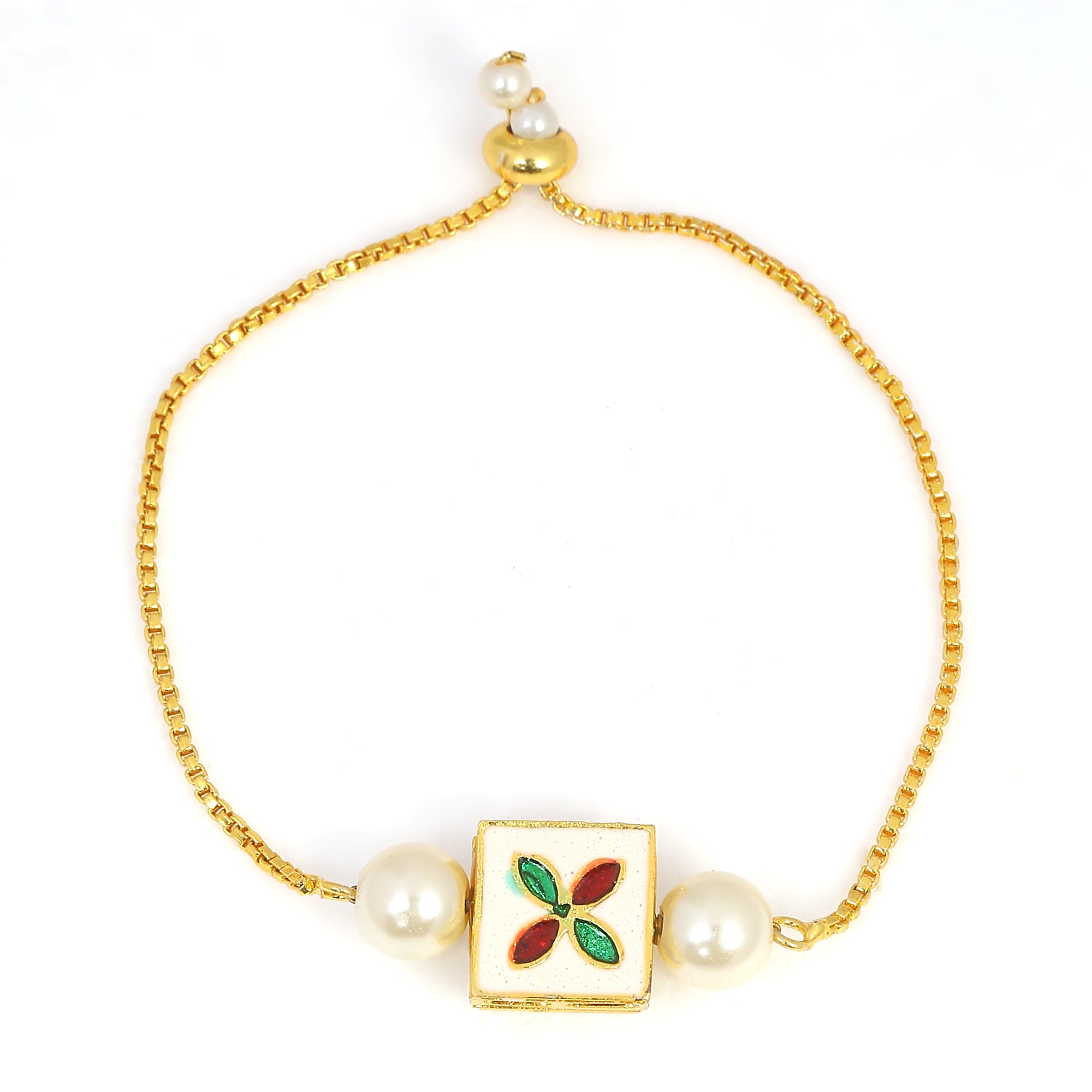 Women's Handcrafted Kundan Studded Bracelet With Pearls - Femizen