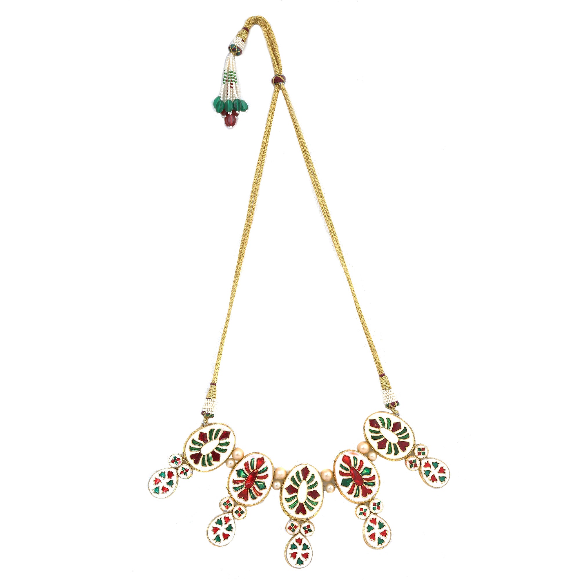 Women's Handcrafted Maharani Kundan Necklace With Earrings & Mang Tika - Femizen