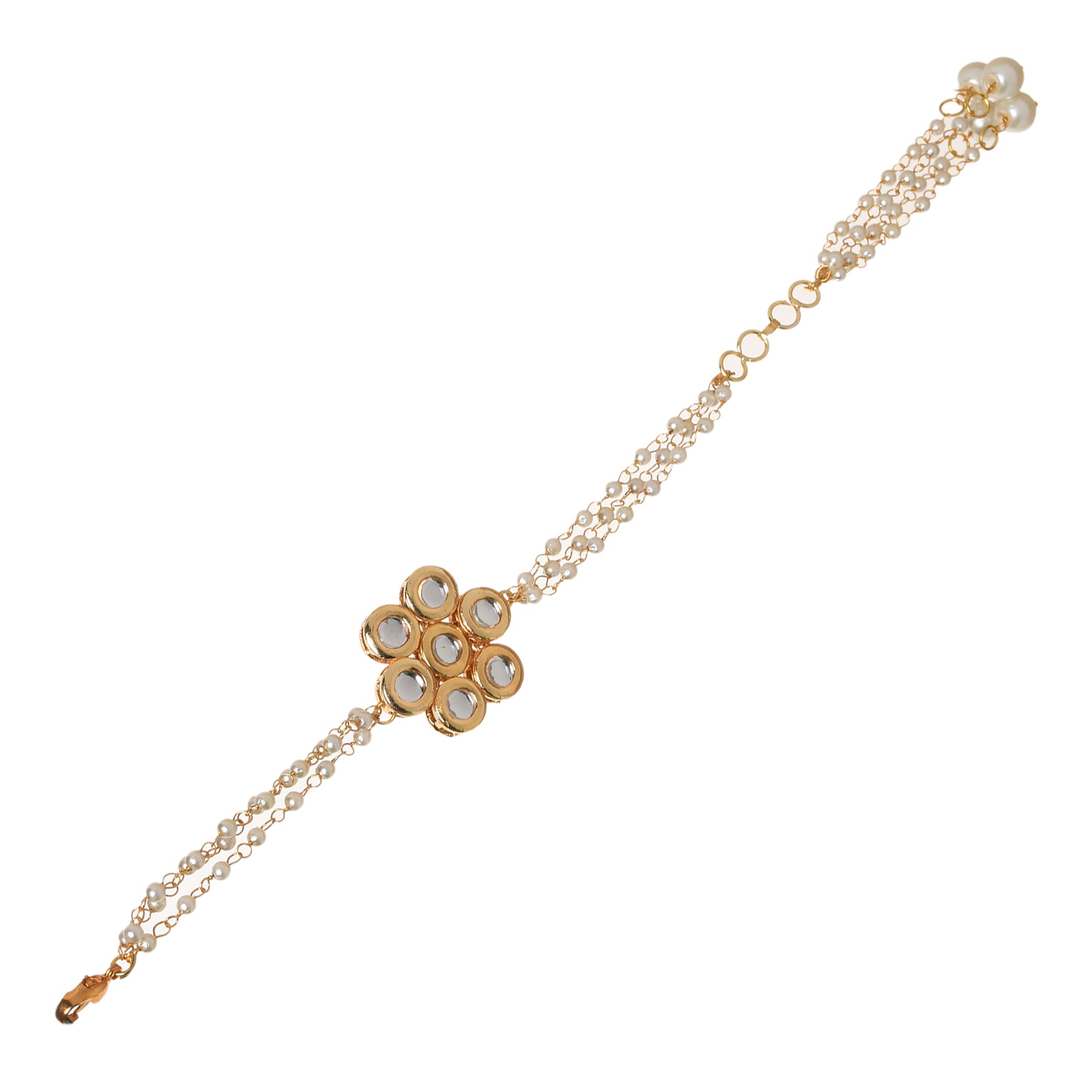 Women's Kundan Floral  Gold Tone Bracelet - Femizen