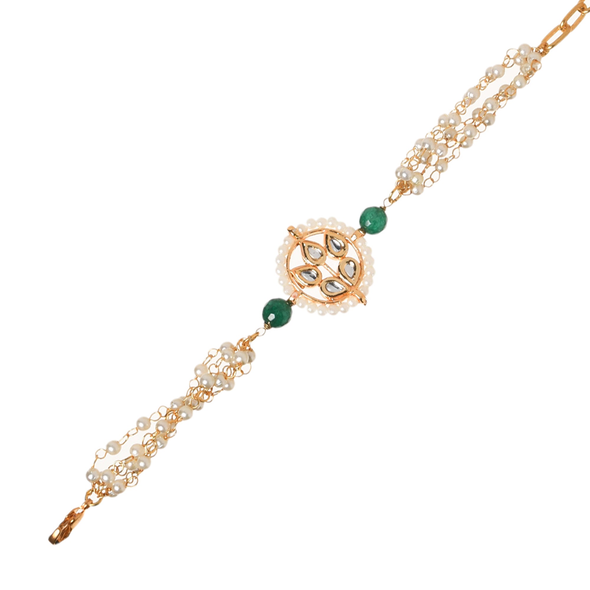 Women's Kundan Floral  Gold Tone Bracelet - Femizen
