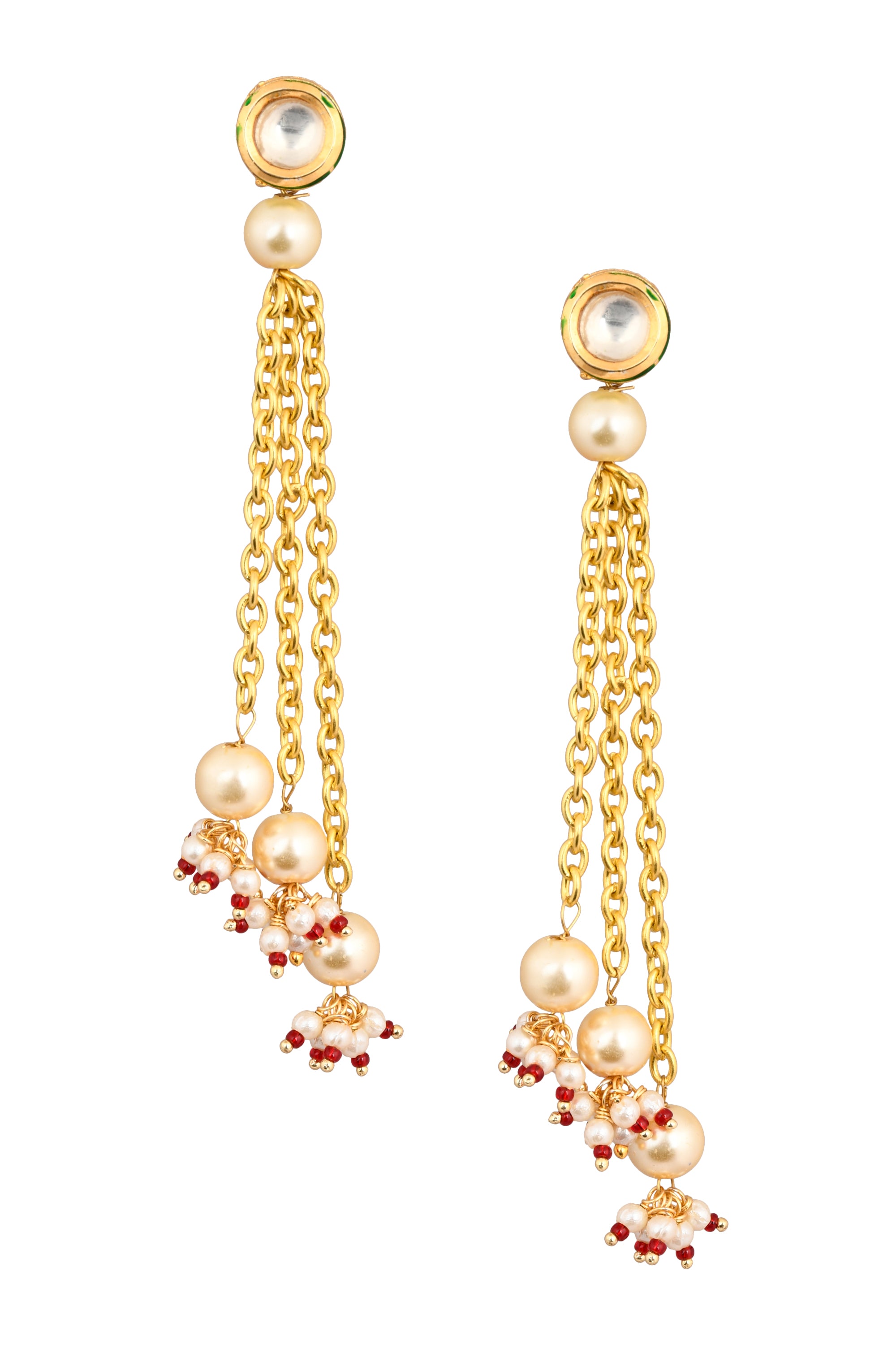 Women's  kundan Chain tassle earrings - Femizen