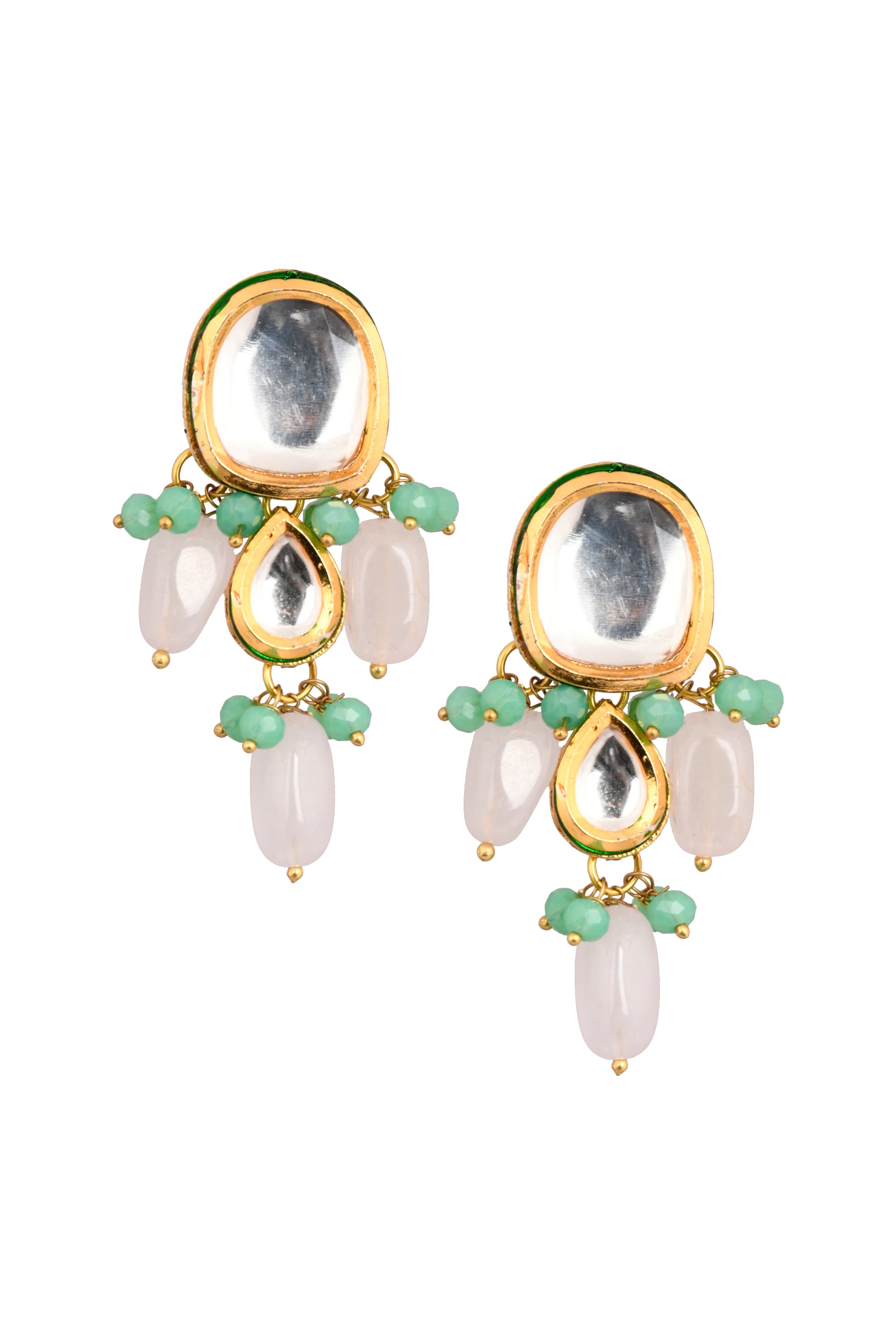 Women's  Kundan earrings with Pastel beads - Femizen