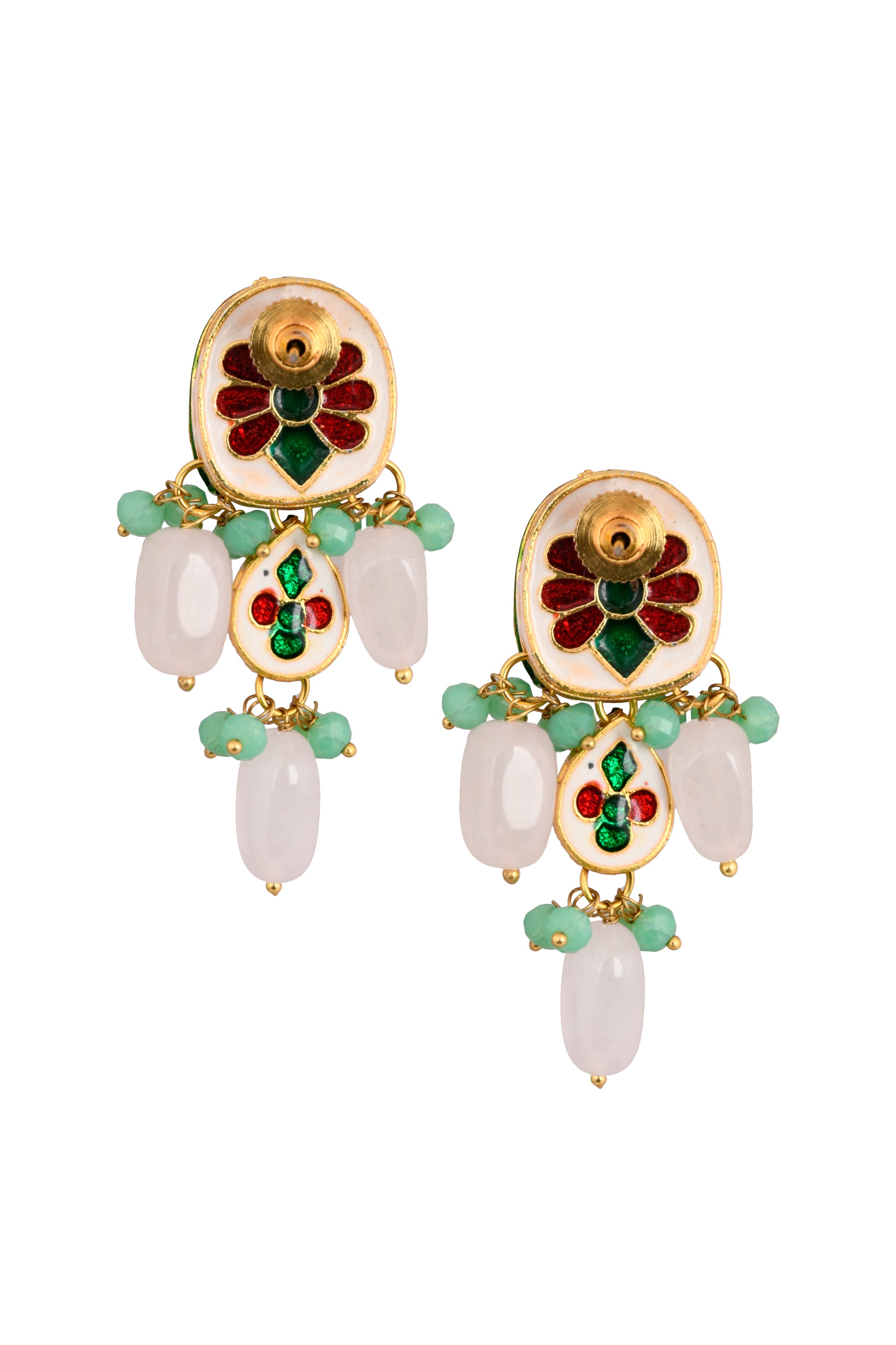Women's  Kundan earrings with Pastel beads - Femizen
