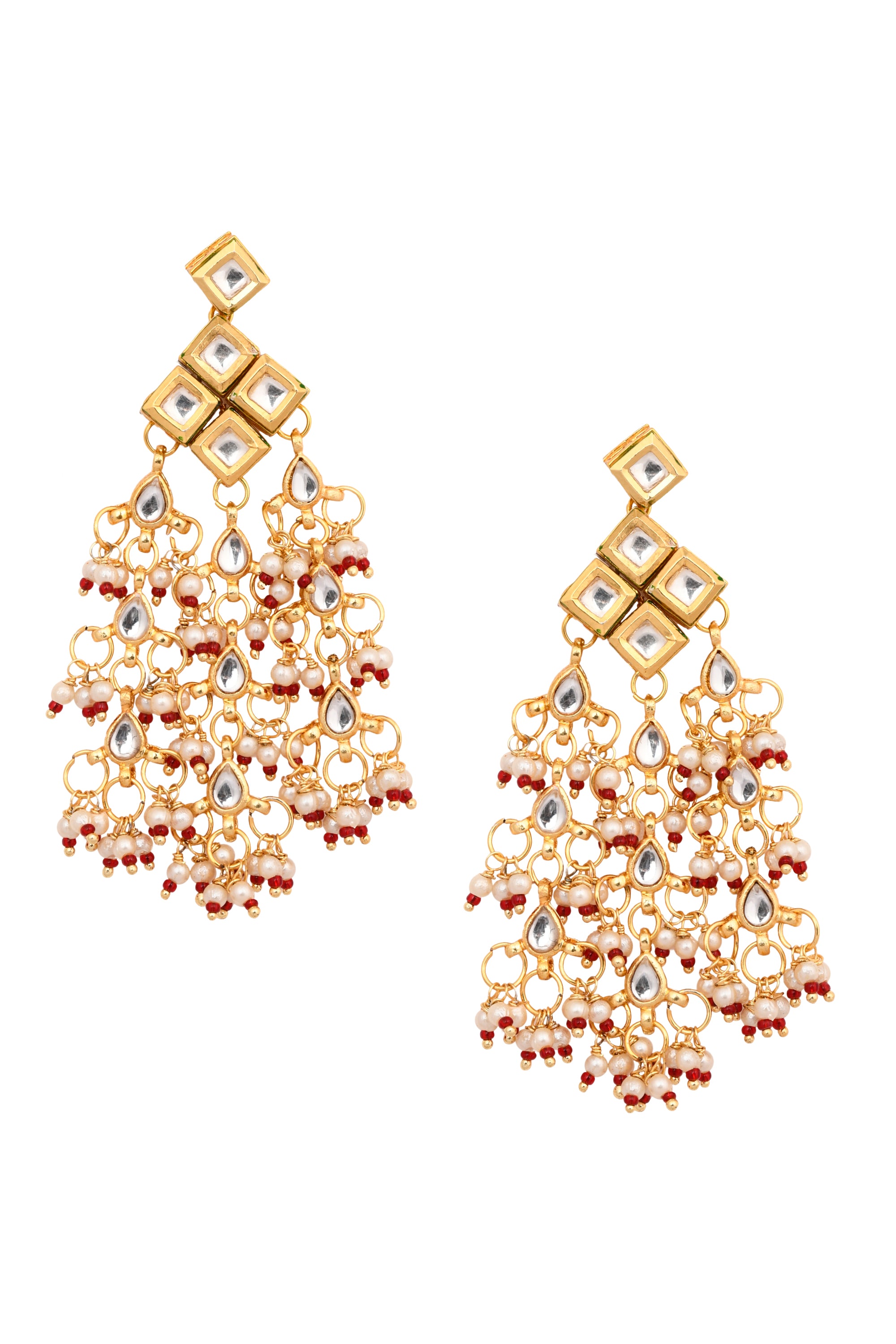 Women's  Kundan drop tassled earrings - Femizen