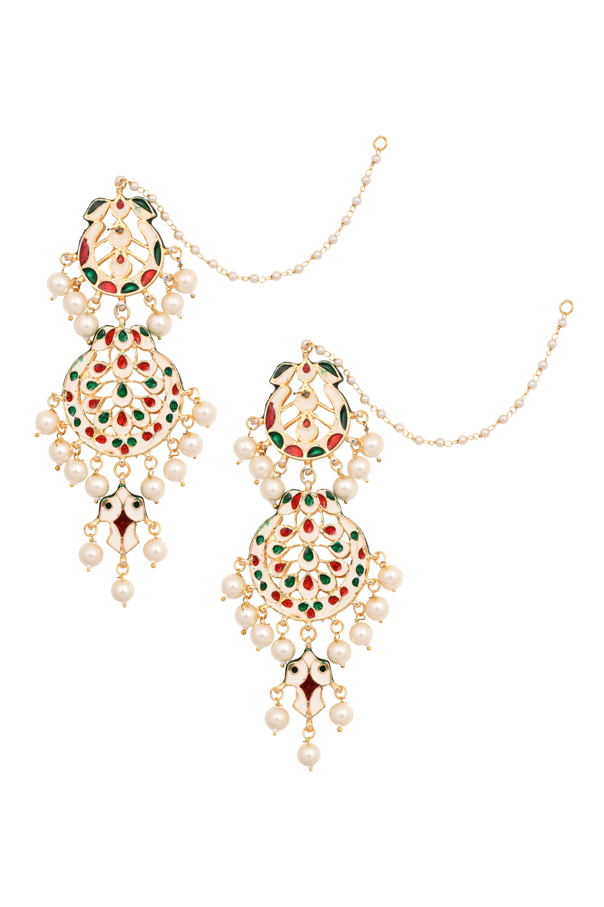 Women's  Pearl beaded Handcrafted Kundan earrings - Femizen