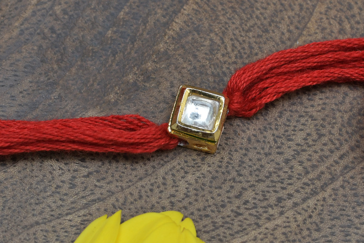 Red Gold Tone Kundan Rakhi