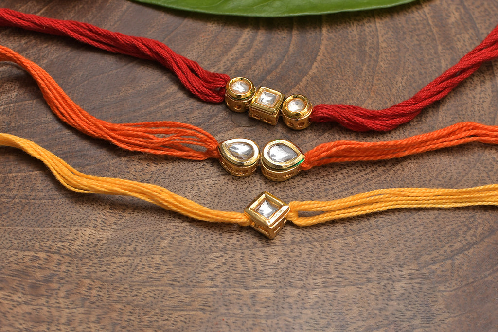 Kundan Handmade Rakhi- Set Of 3