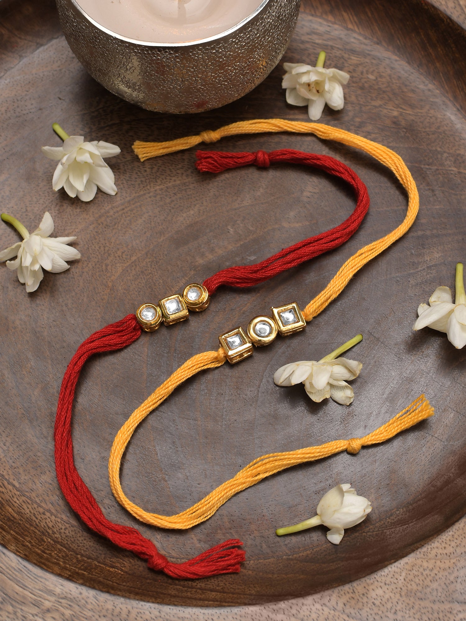 Kundan Gold Tone Rakhi - Set Of 2