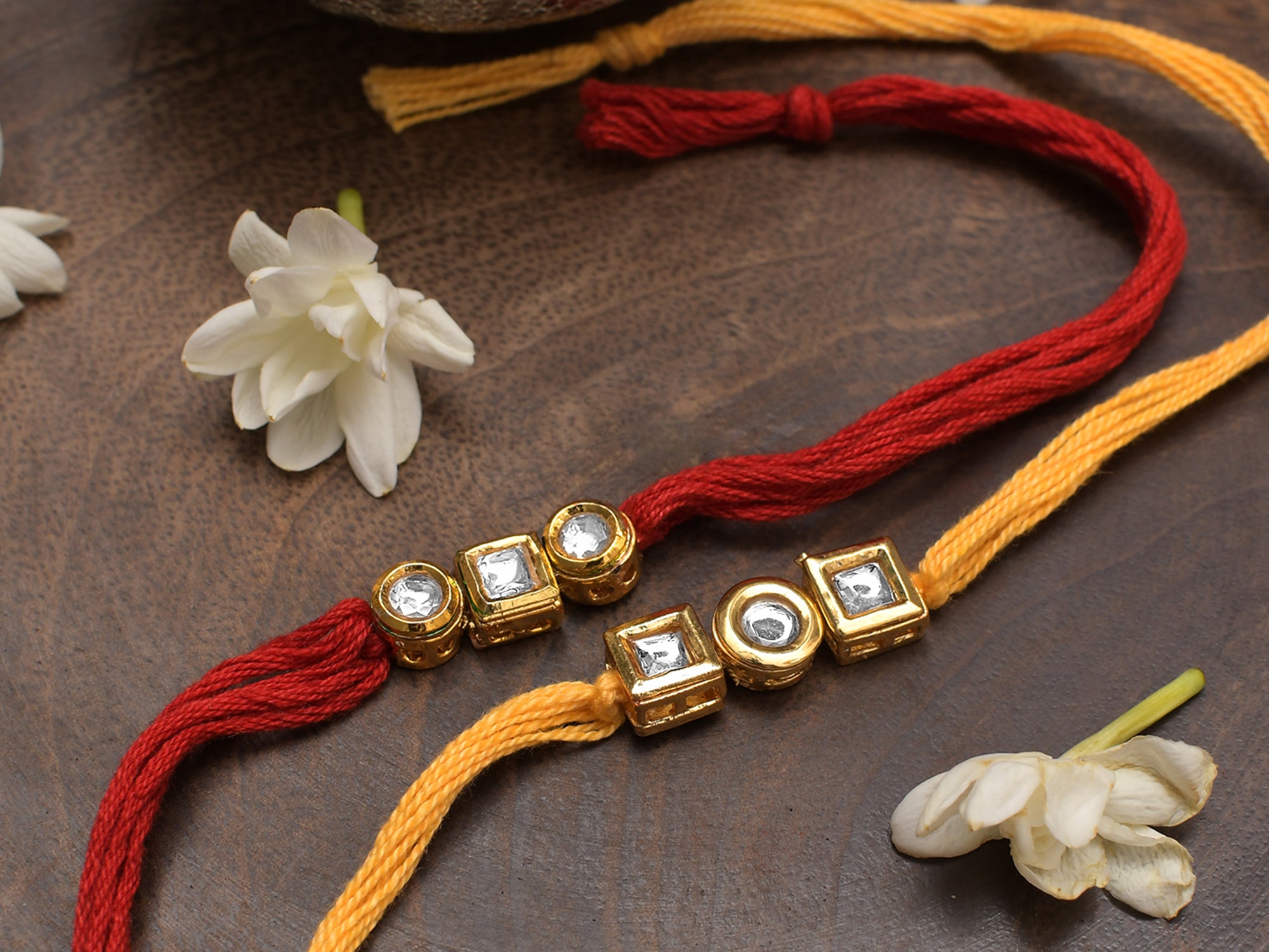 Kundan Gold Tone Rakhi - Set Of 2