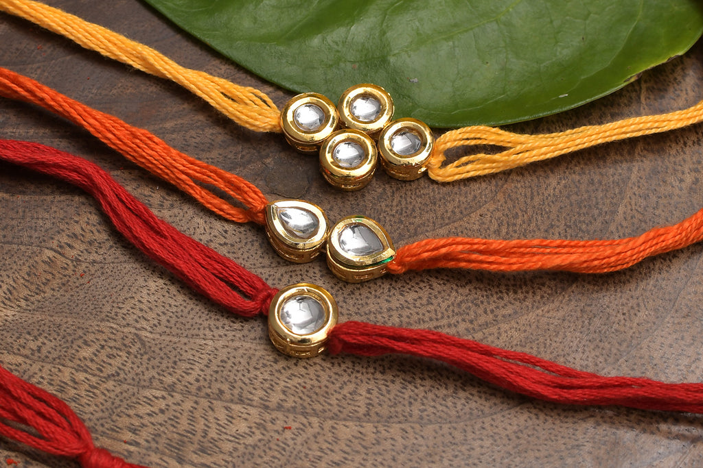 Kundan Handmade Rakhi- Set Of 3