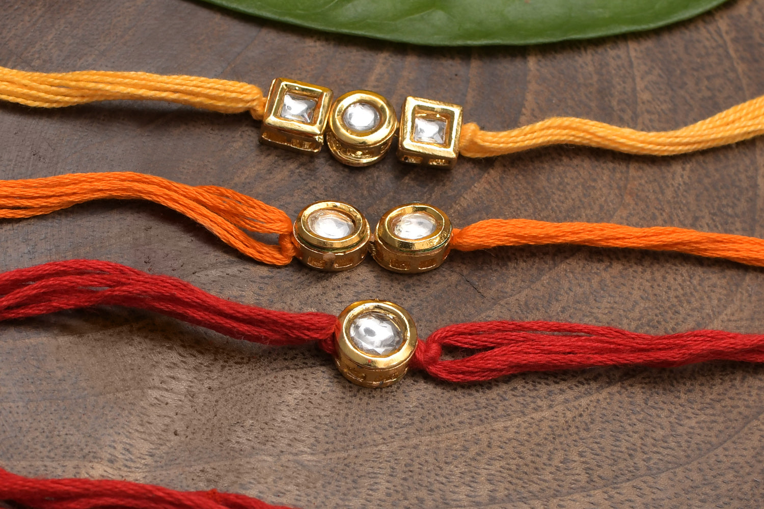 Kundan Handmade Rakhi- Set Of 3