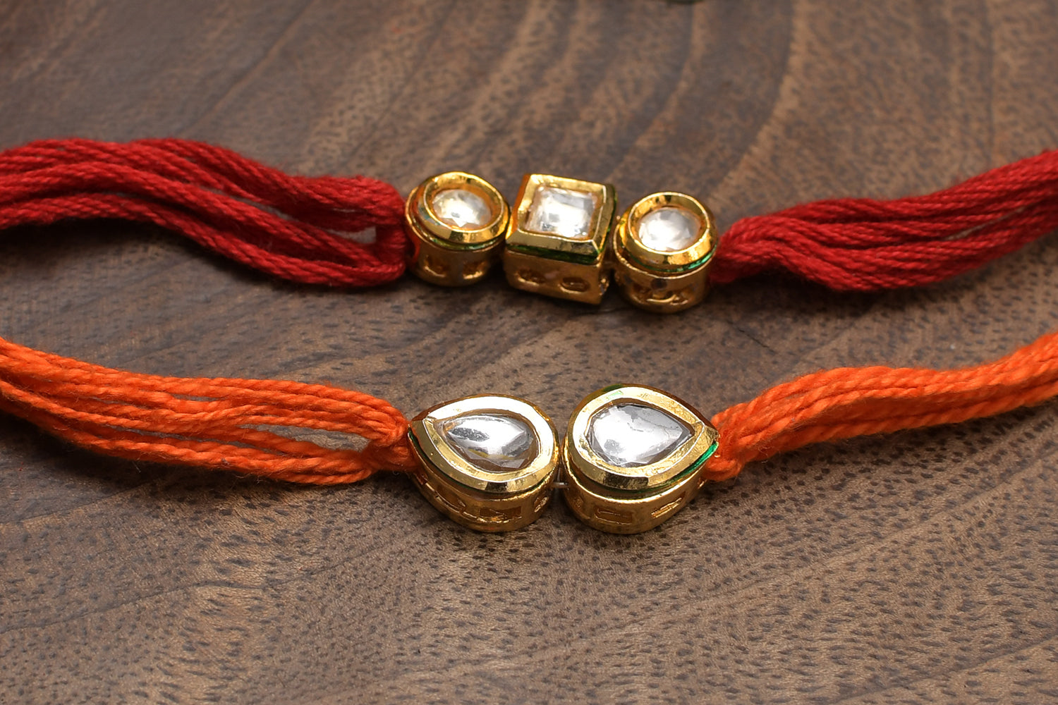 Kundan Gold Tone Kundan Rakhi - Set Of 2