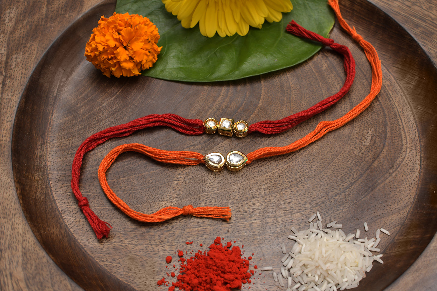 Kundan Gold Tone Kundan Rakhi - Set Of 2