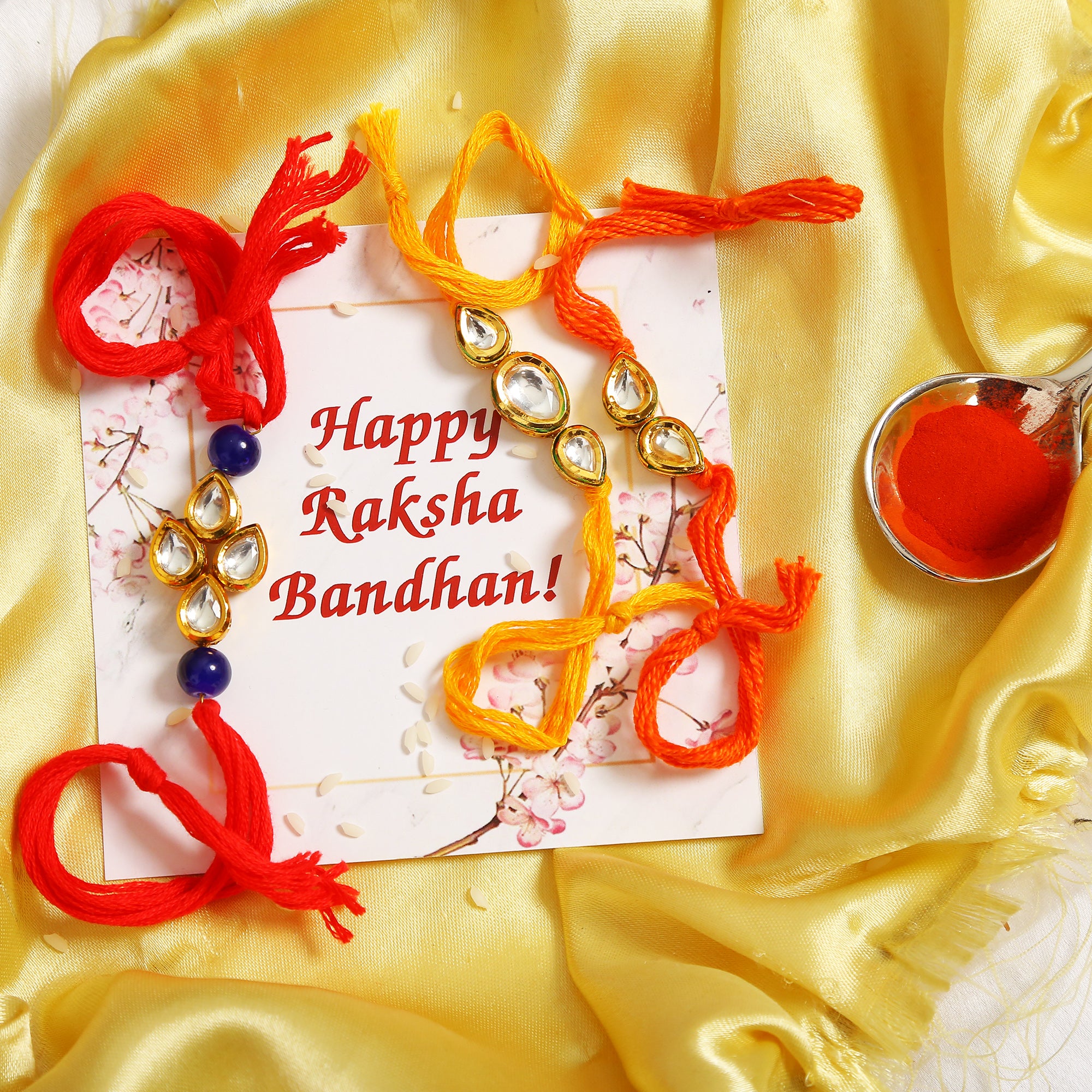 Kundan Handmade Rakhi- Set Of 3