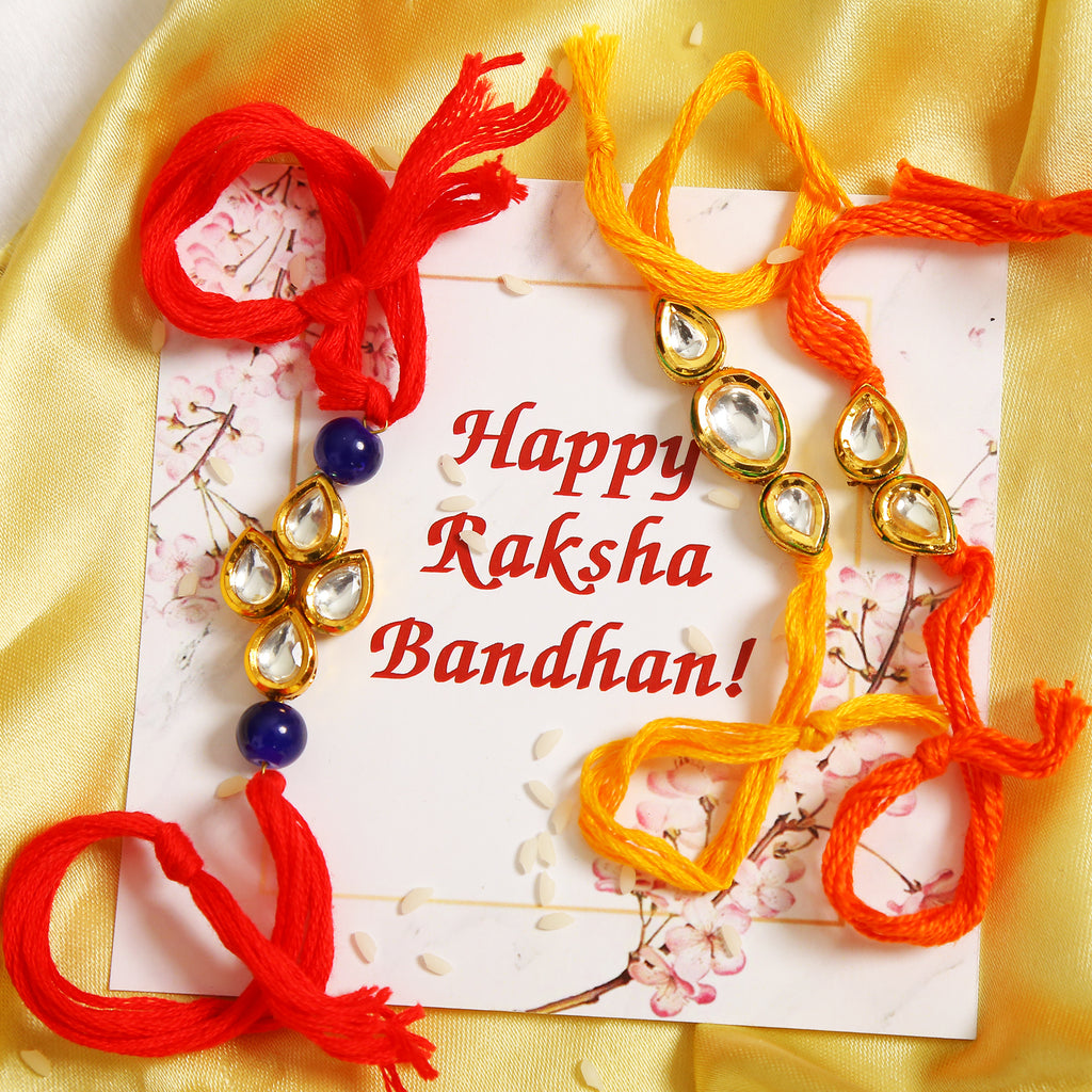 Kundan Handmade Rakhi- Set Of 3