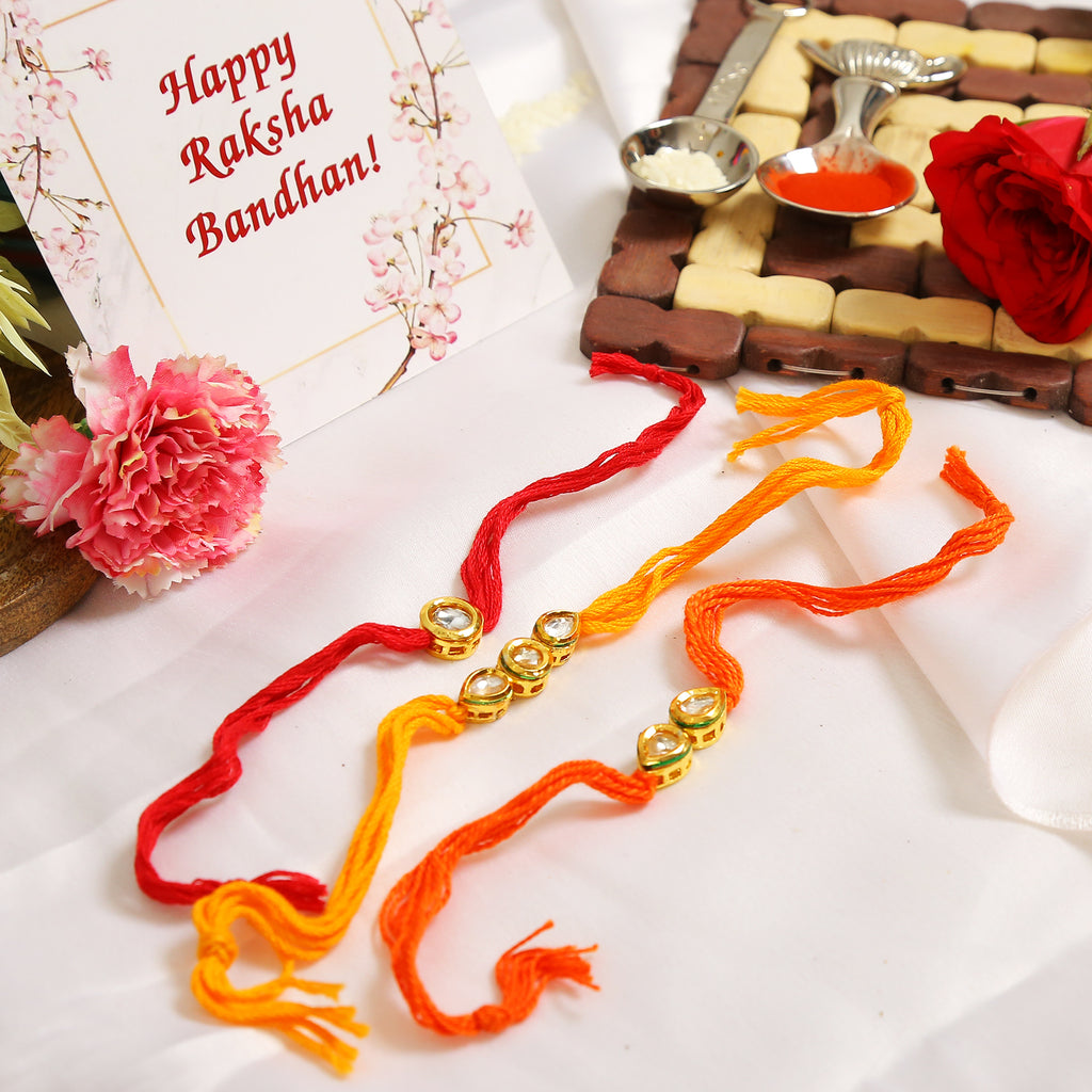 Kundan Handmade Rakhi- Set Of 3