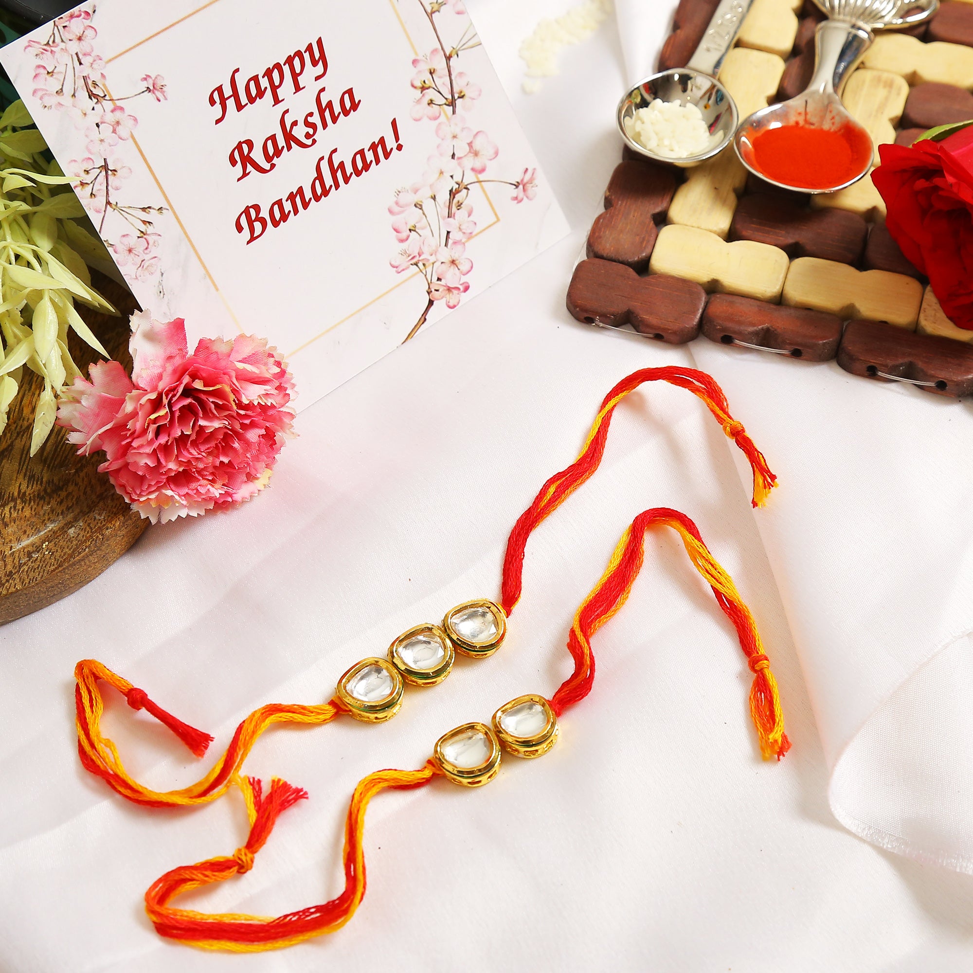 Kundan Handmade Rakhi- Set Of 2