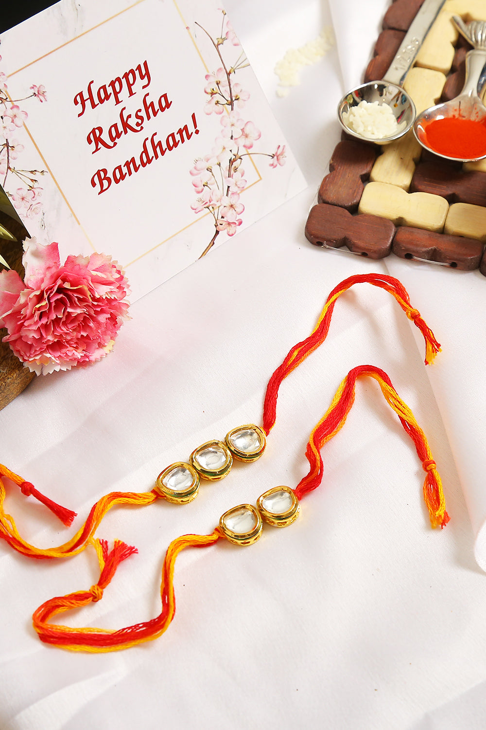 Kundan Handmade Rakhi- Set Of 2